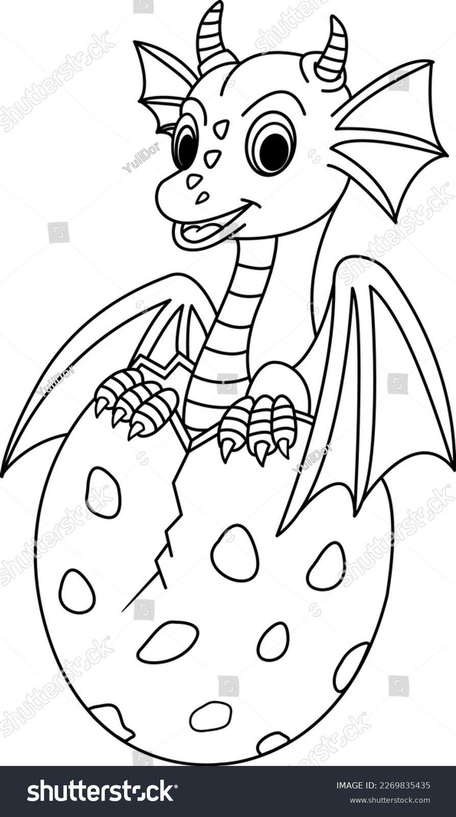 Cartoon Baby Dragon for Coloring Page. Vector - Royalty Free Stock ...