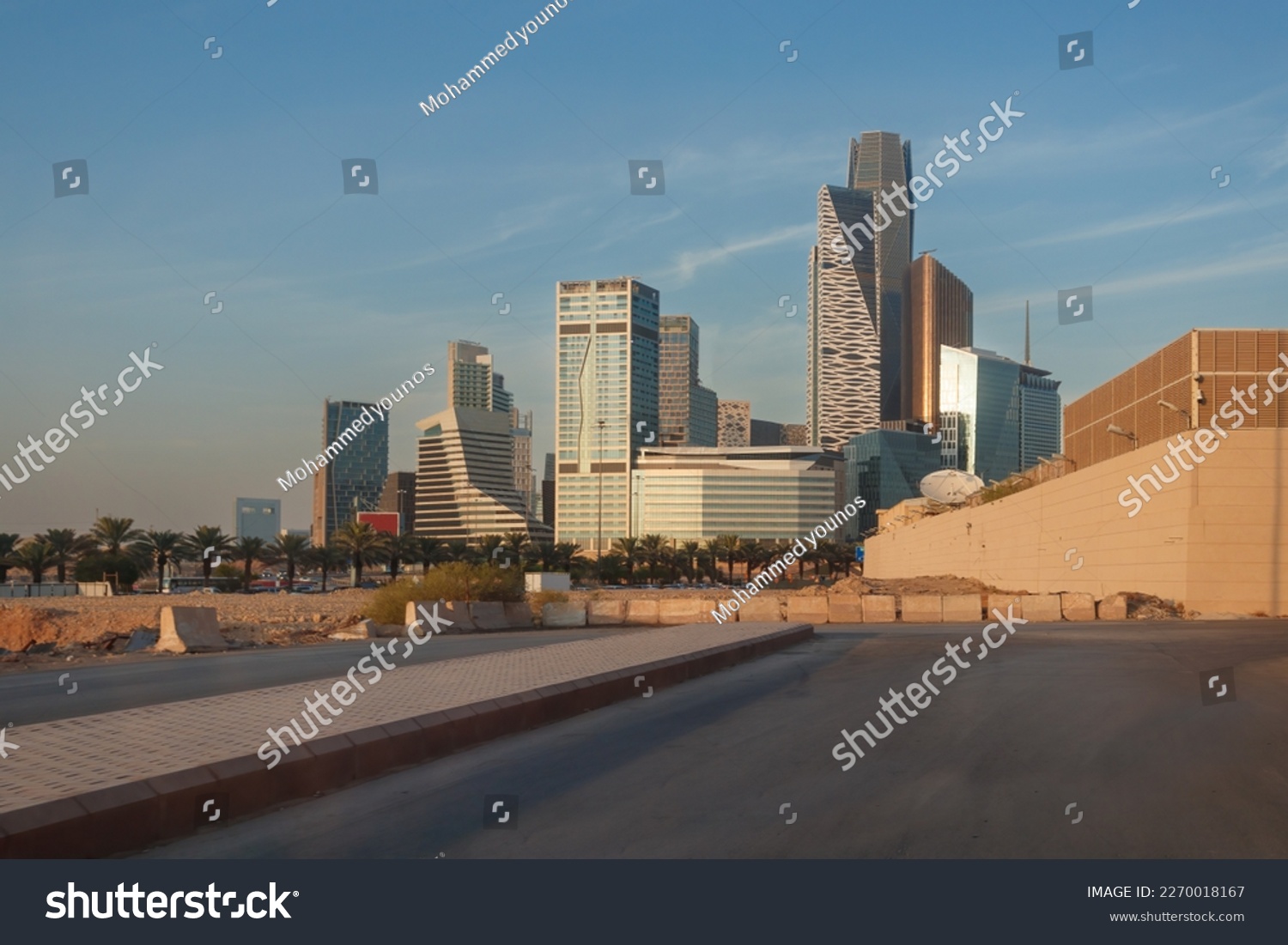 Riyadh roads and streets are filled with ornamental trees on both sides of the road, downtown, Riyadh skyline, King Abdullah Financial District, Saudi Arabia #2270018167