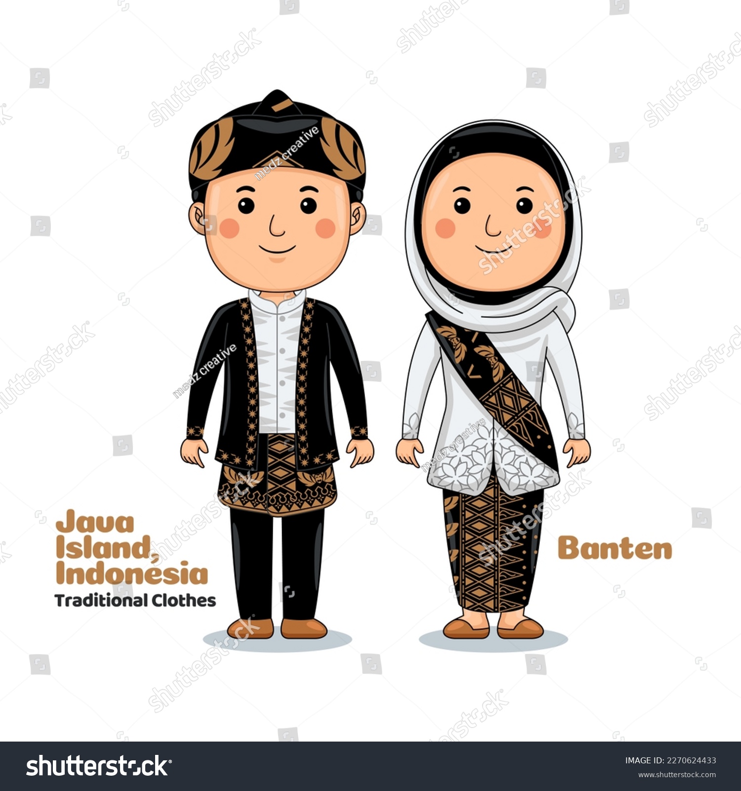 Couple wear Banten Traditional Clothes - Royalty Free Stock Vector ...