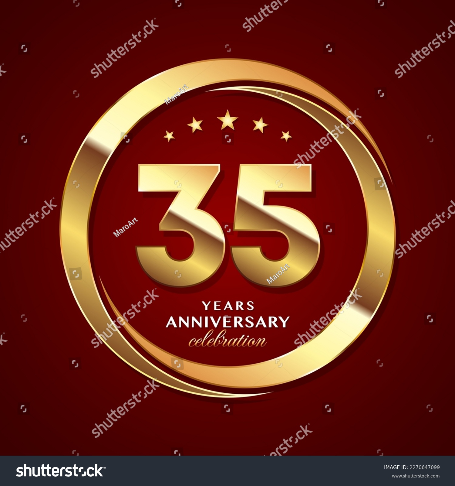 35th Anniversary Logo Design With Shiny Gold Royalty Free Stock Vector 2270647099 9827