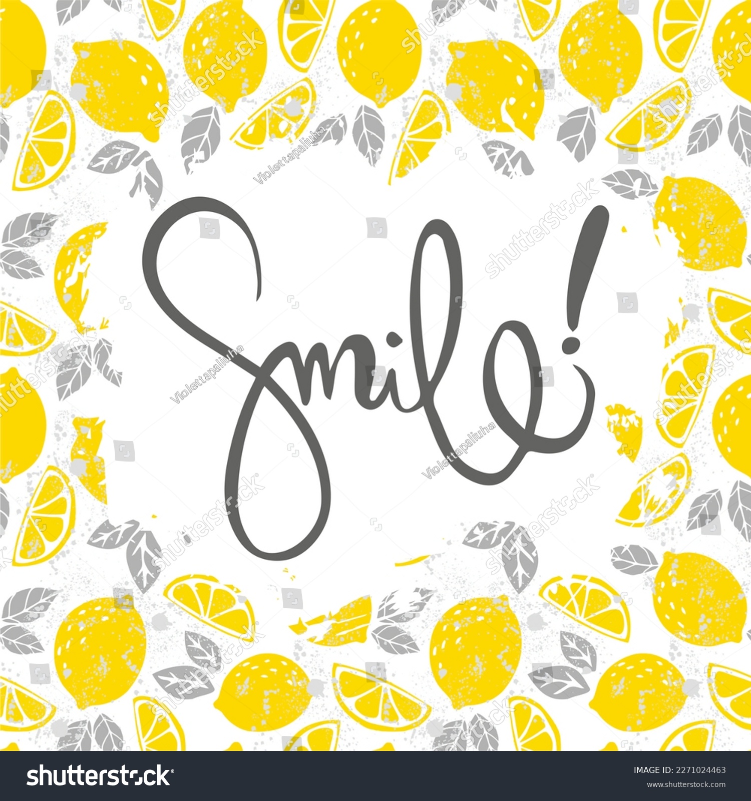 Smile positive vector poster with lemons #2271024463