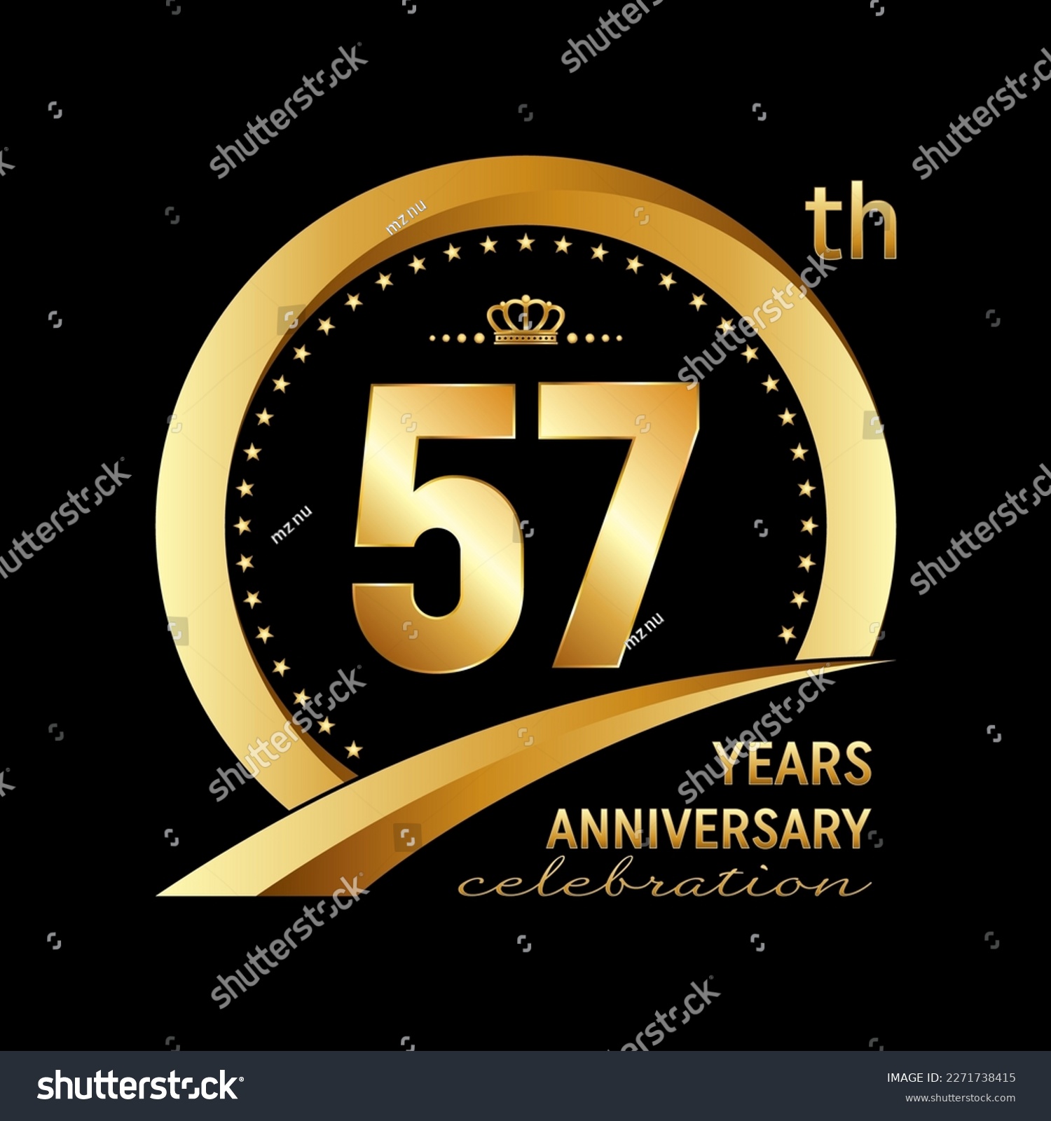 57th Anniversary Celebration Logo Design With - Royalty Free Stock 