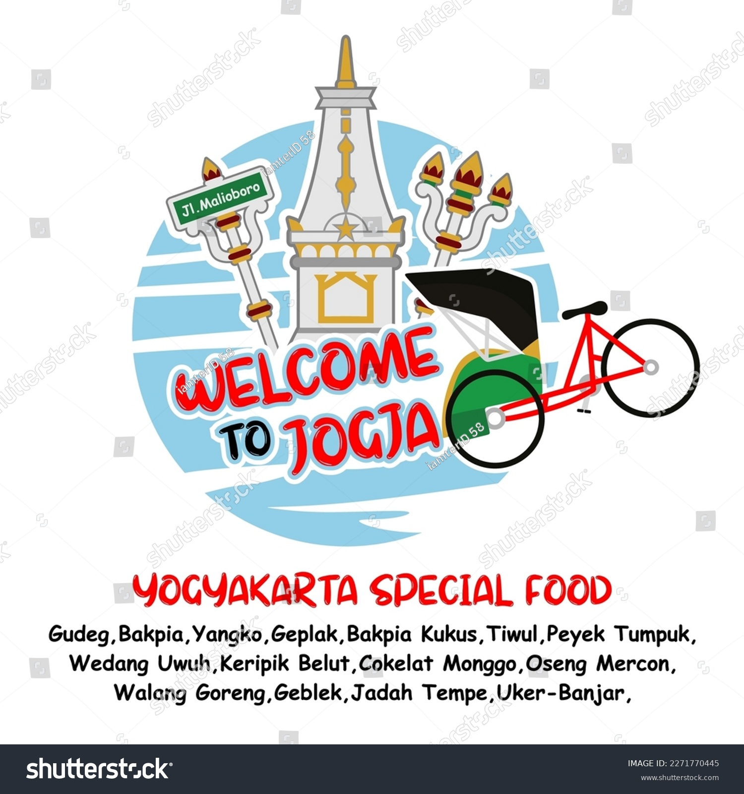 Yogyakarta Monument City Illustration In - Royalty Free Stock Vector 