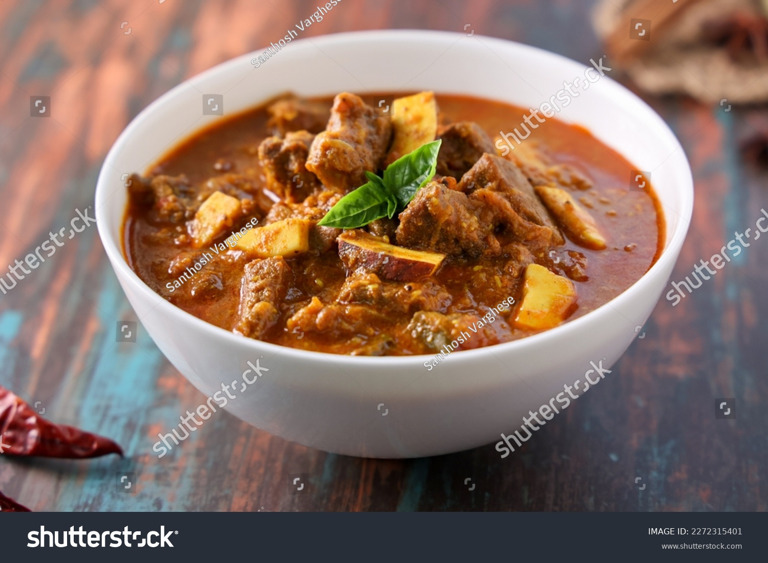 Spicy beef curry. Goan style beef vindaloo. Traditional Indian Lamb or beef curry. spicy gravy popular in Kerala Sri Lankan Goa for Appam Parotta porotta in India. #2272315401