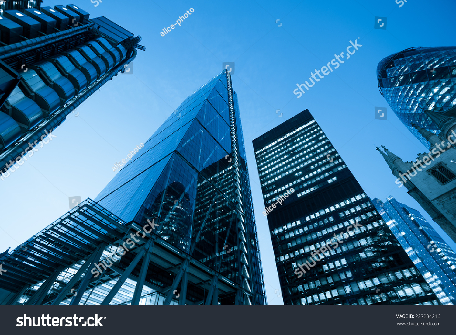 Windows of Skyscraper Business Office, Corporate building in London City, England, UK #227284216