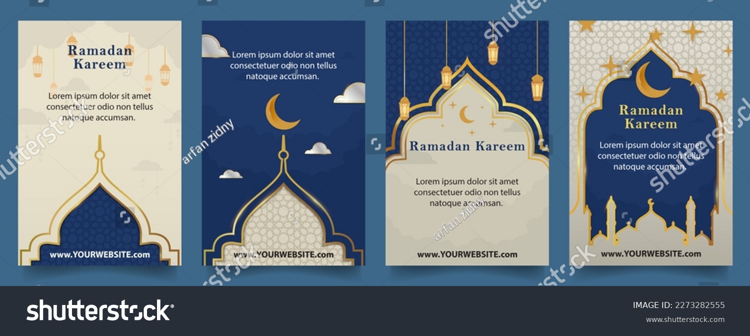 set ramadan vertical template in blue gold color for post, poster and banner. islamic ramadan theme vector illustrations EPS10 #2273282555