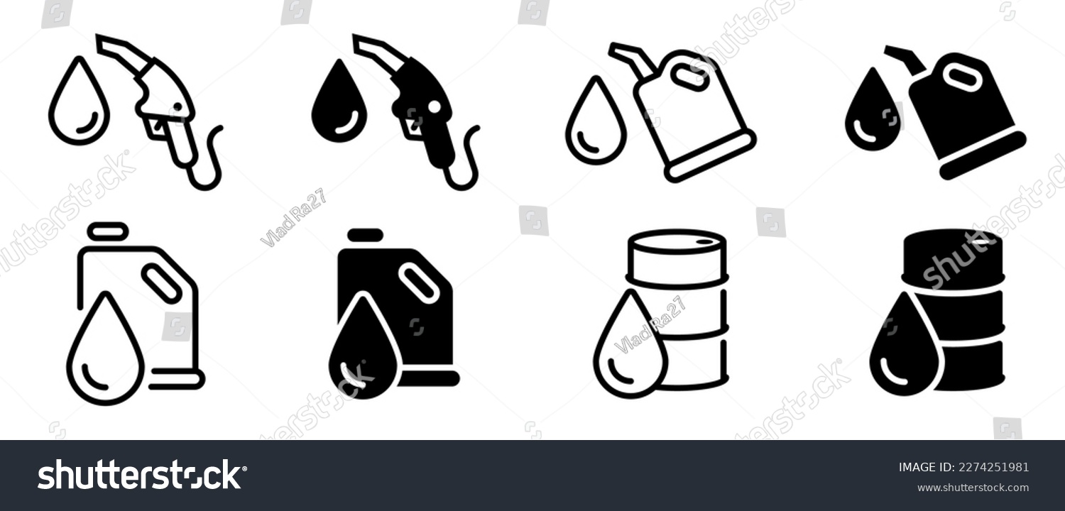 Car fuel vector icon set. Fuel icon set. Fuel canister icon. Gas station icons. EPS 10 #2274251981