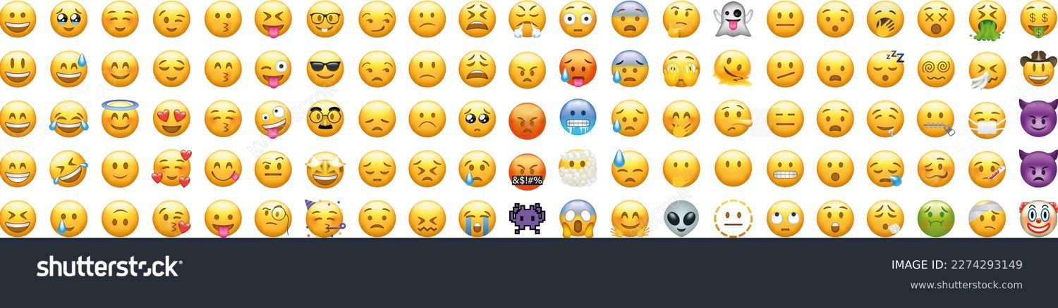 Big set of yellow emoji. iOS emoji, emoticons. WhatsApp emoji. Funny emoticons faces with facial expressions. #2274293149