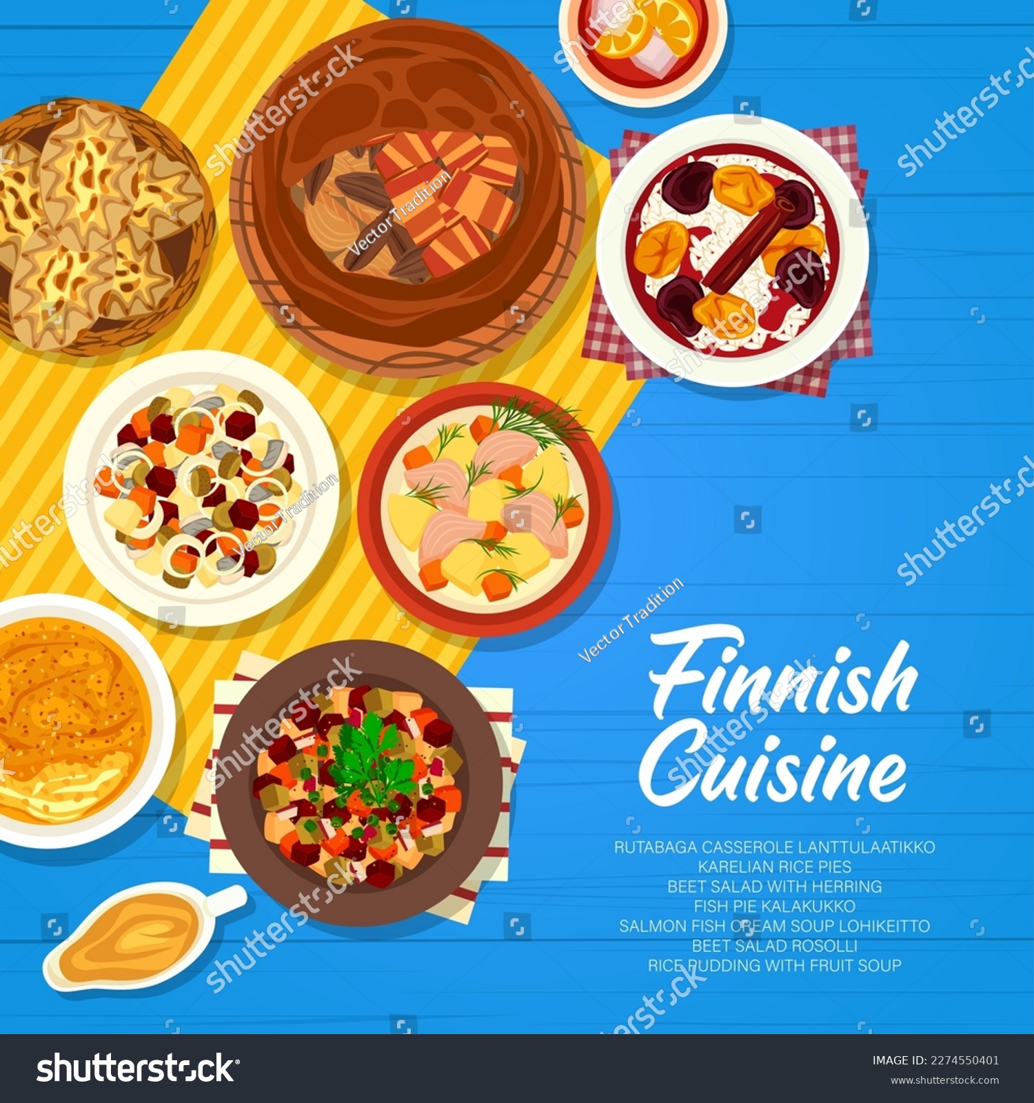 Finnish cuisine food menu page cover design. - Royalty Free Stock ...