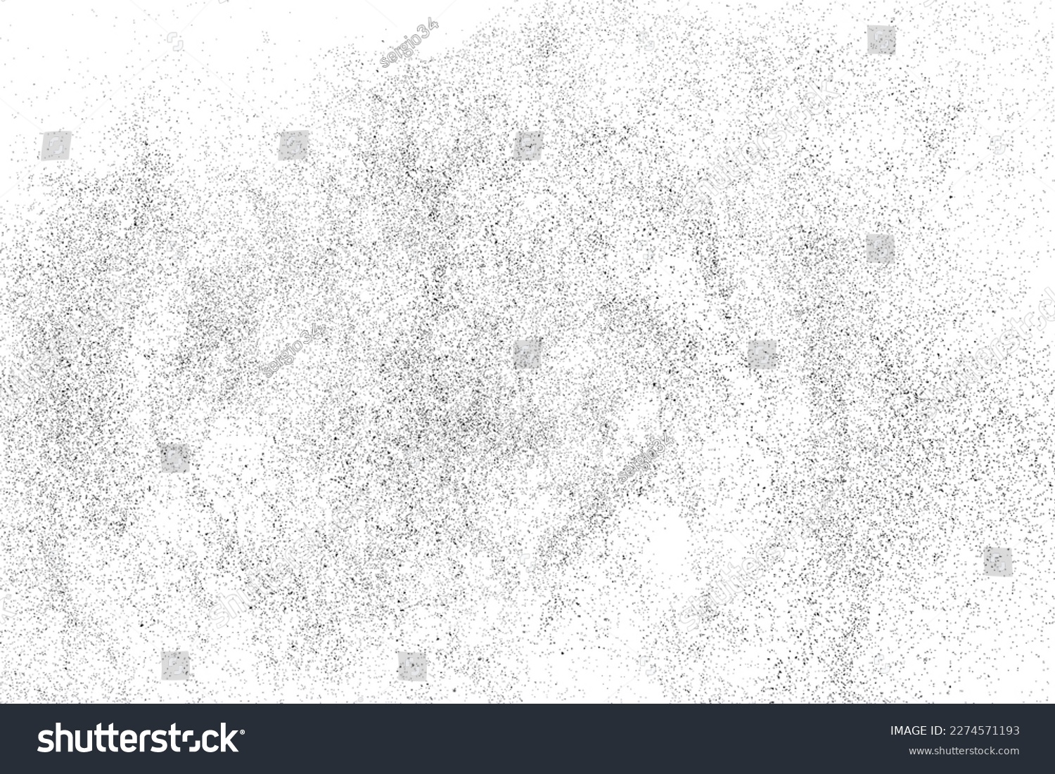 Distressed black texture. Dark grainy texture on white background. Dust overlay textured. Grain noise particles. Rusted white effect. Grunge design elements. Vector illustration, EPS 10. #2274571193