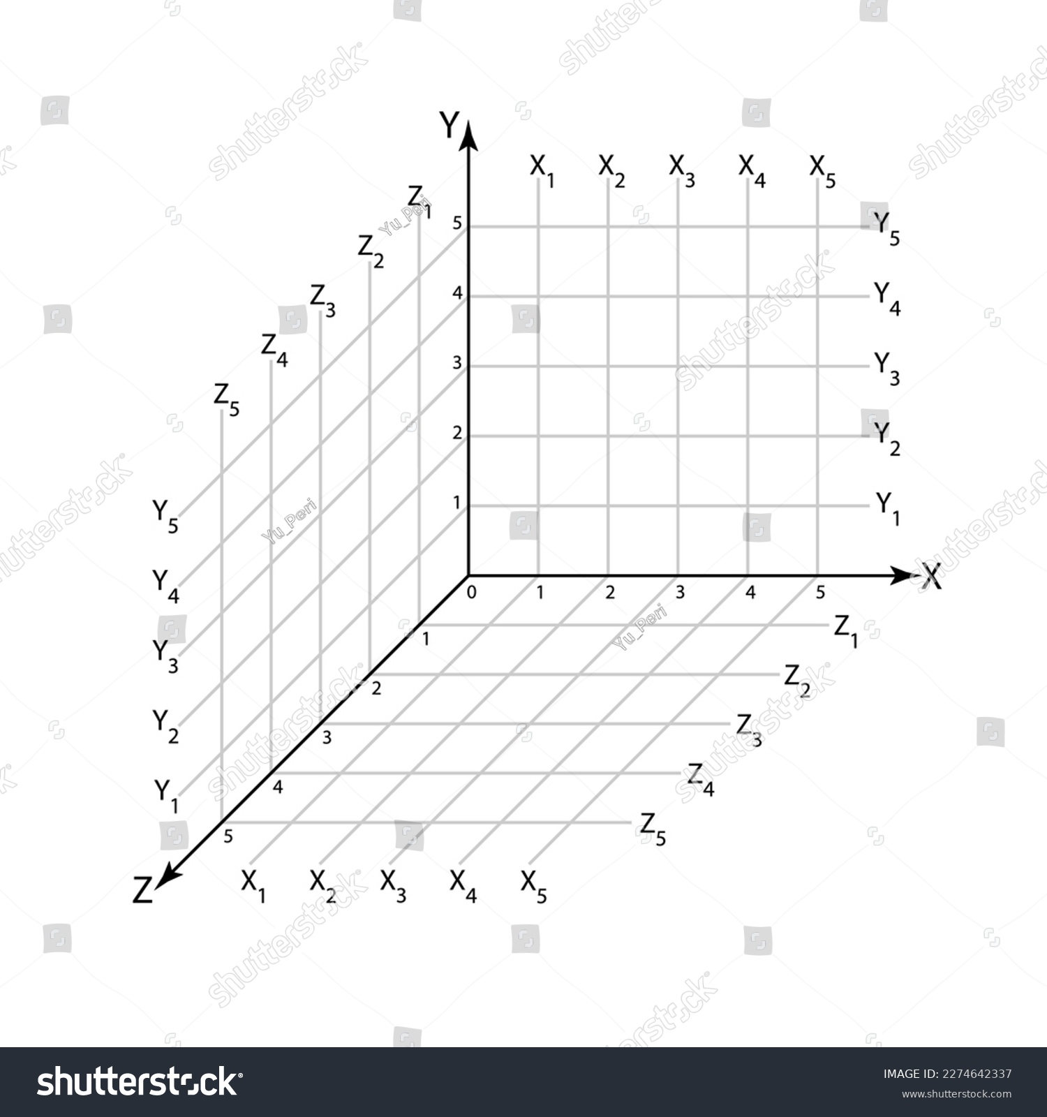 3d Cartesian Coordinate System Xyz With Ruler - Royalty Free Stock ...