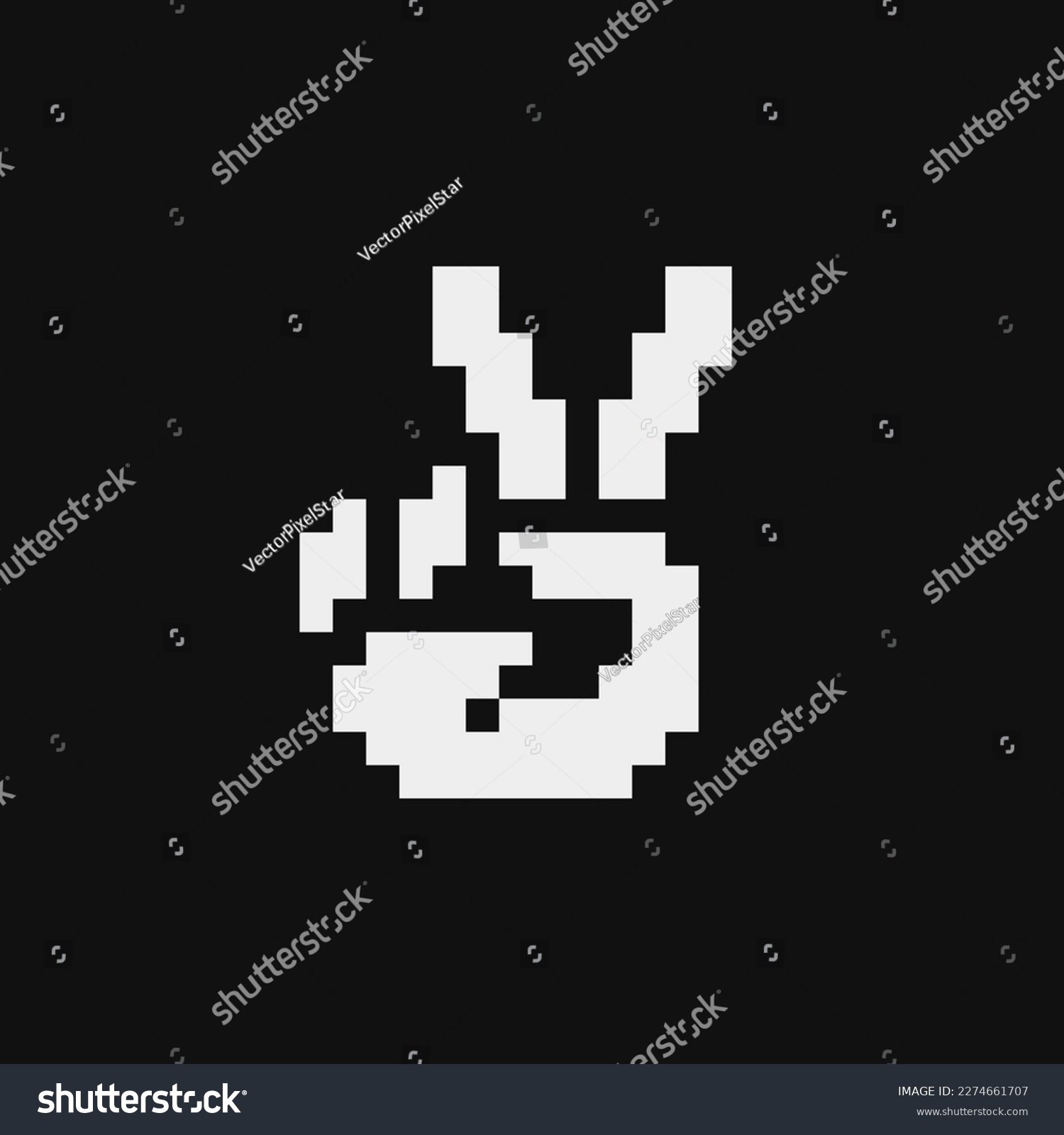 Victory hand. Pixel art icon. Flat style. 1-bit. - Royalty Free Stock ...