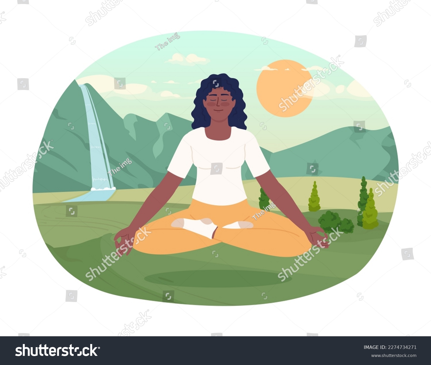 Meditation 2D vector isolated spot illustration. - Royalty Free Stock ...