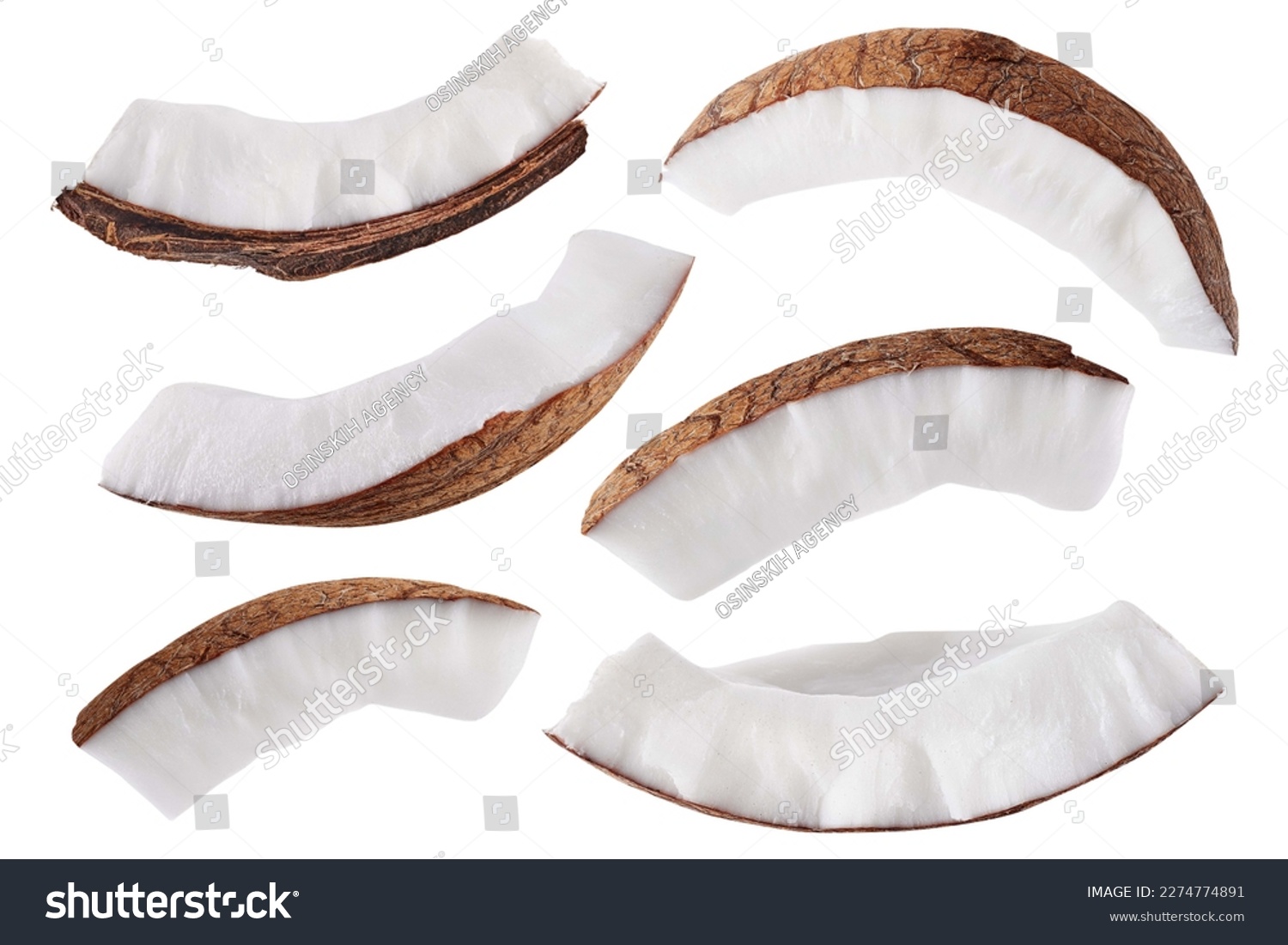 Slice of coconut isolated on white background. Collection #2274774891