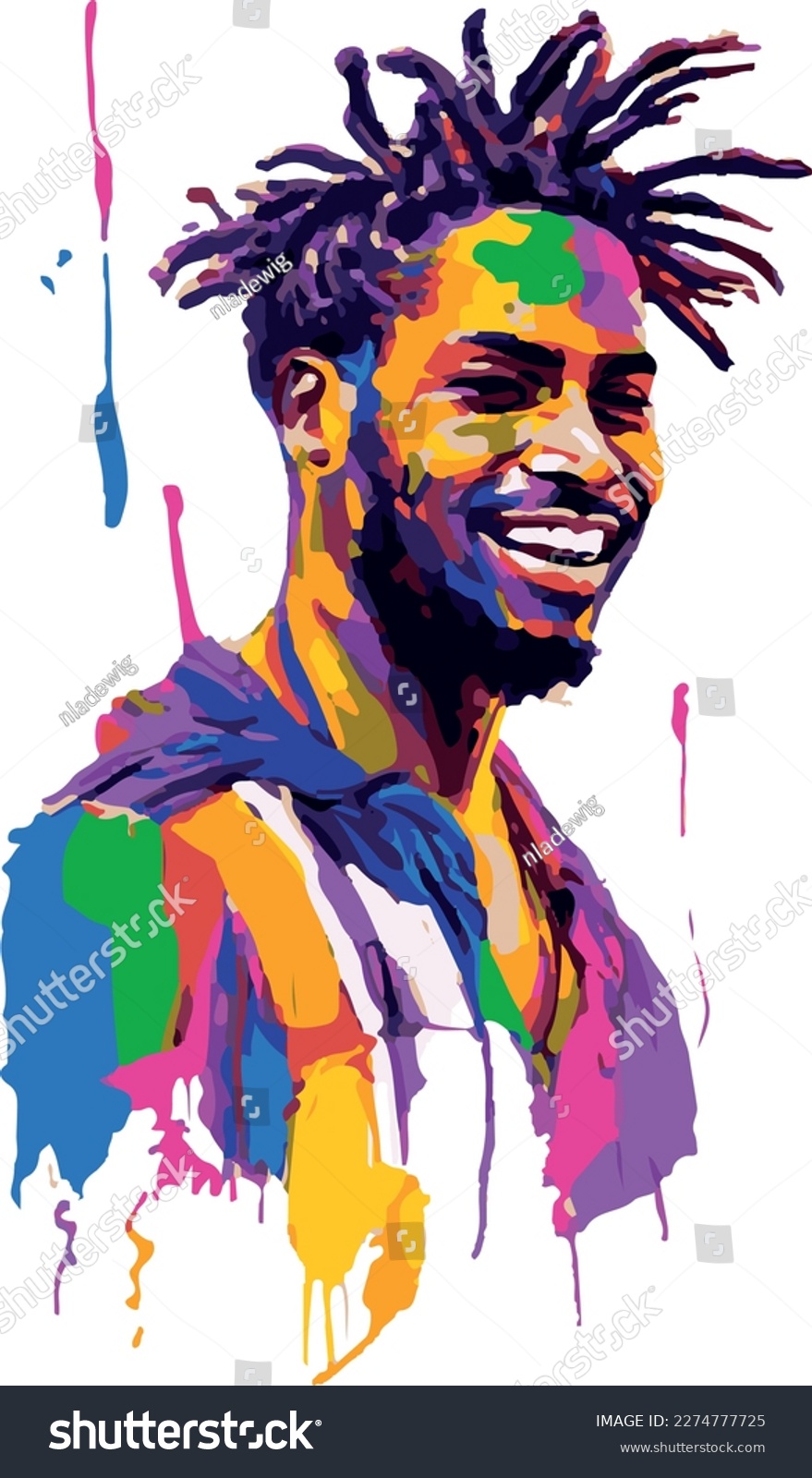 Happy Jamaican Man Oil Illustration Art - Royalty Free Stock Vector ...