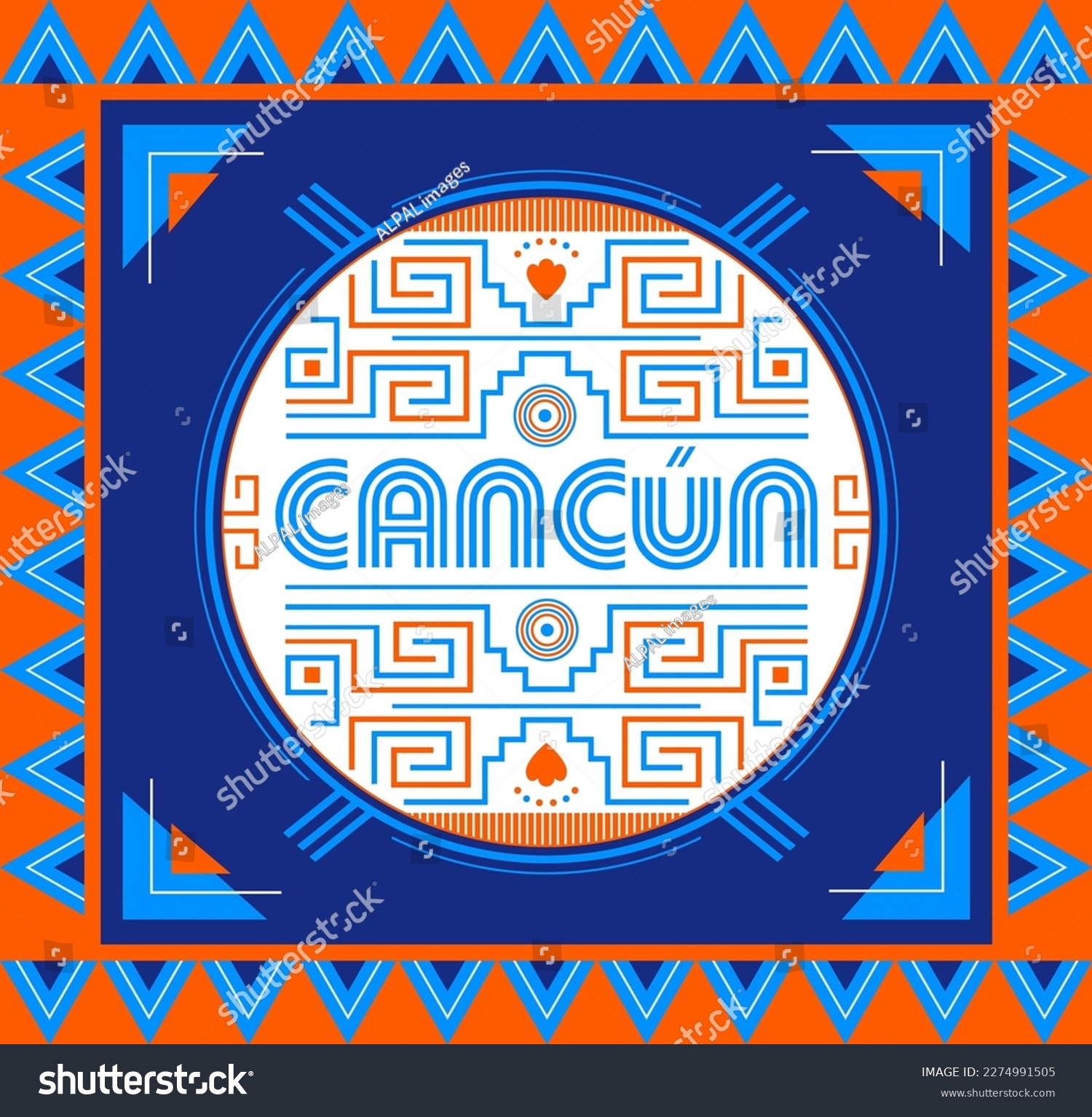 Cancun Mexico Maya Aztec emblem elements design - Royalty Free Stock ...