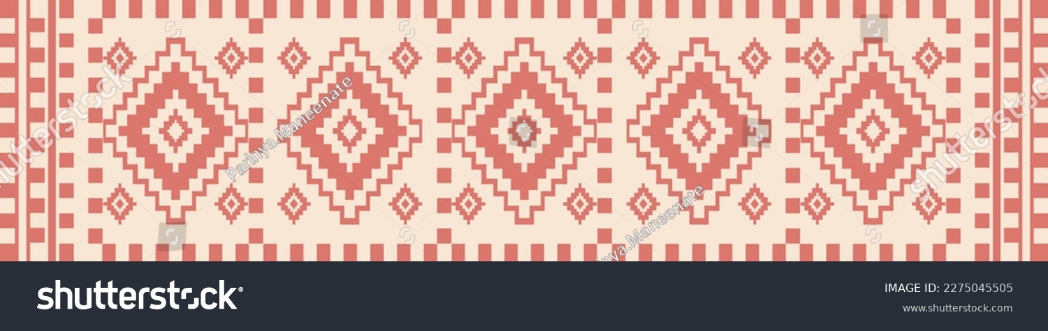 Southwest geometric colorful vintage pattern. Vector aztec kilim geometric square diamond pattern. Aztec kilim pattern use for border, carpet, area rug, tapestry, mat, home decoration elements. #2275045505