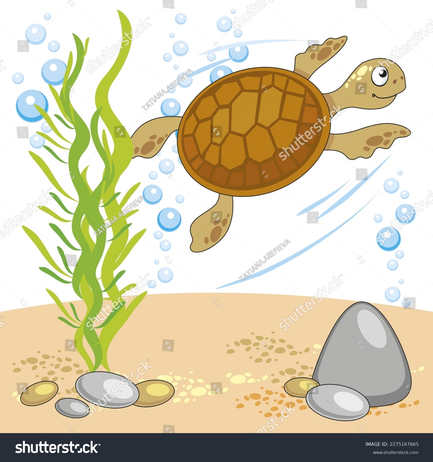 vector cartoon illustration of the underwater - Royalty Free Stock ...