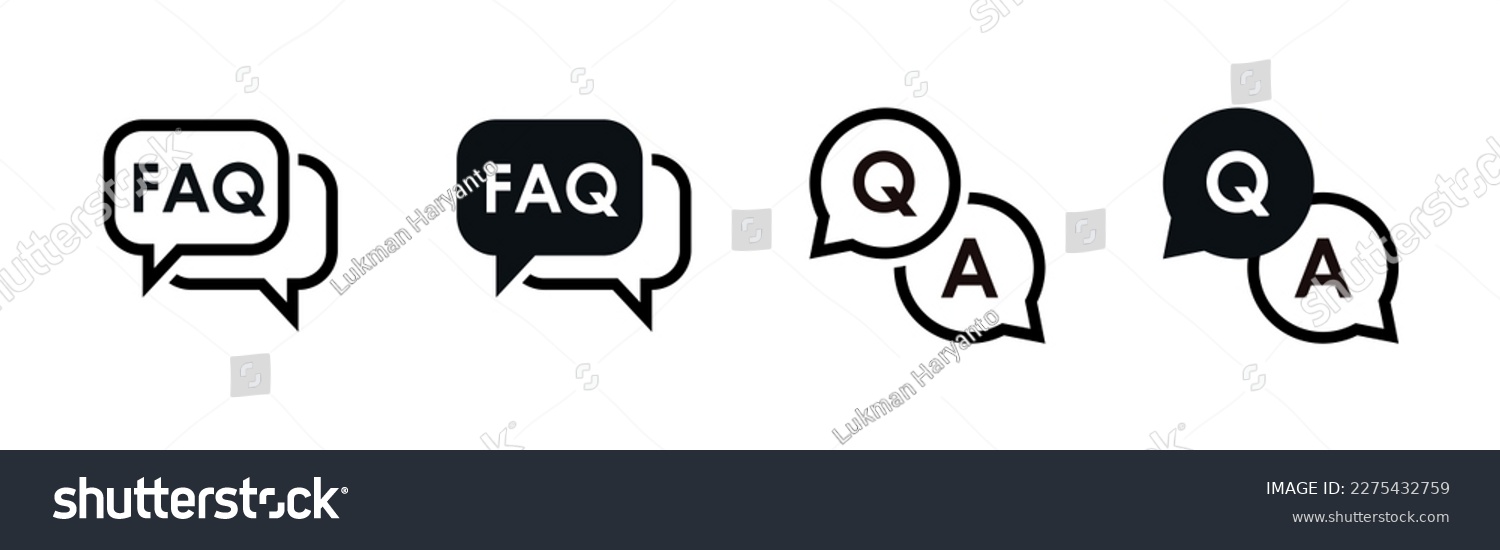Set of faq icon collection for help, ask, discussion, speech, to get information about frequently asked questions symbol for an app or web design interface vector #2275432759