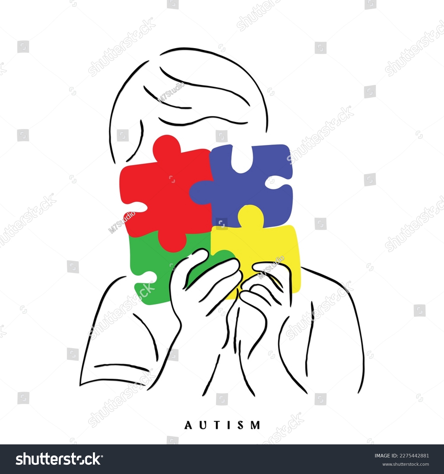 Line art vector of Autism Learning. Autism - Royalty Free Stock Vector ...