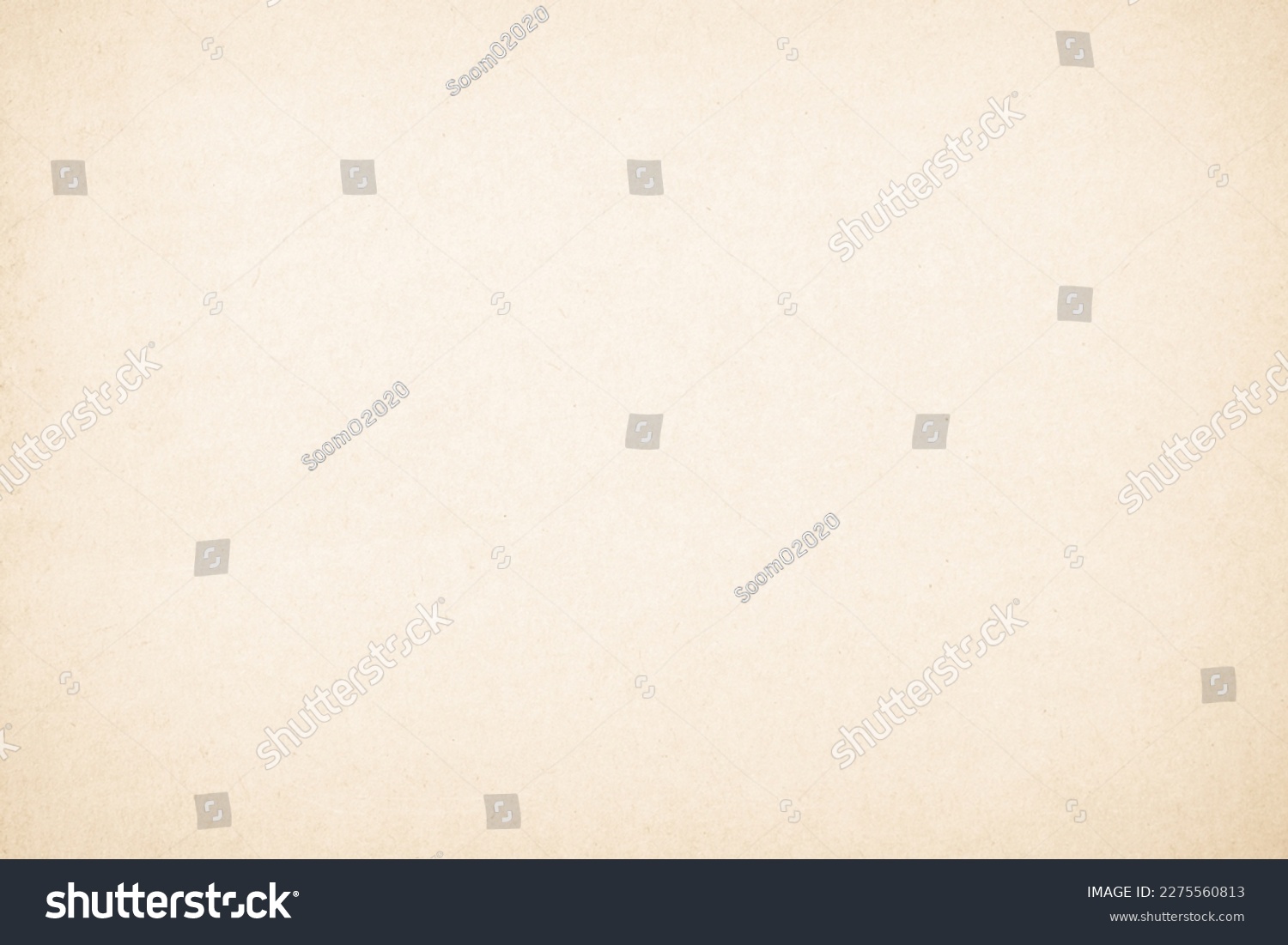 Brown recycled craft paper texture as background. Cream paper texture, Old vintage page or grunge vignette. Pattern rough art creased grunge letter. Hardboard with copy space for text. #2275560813