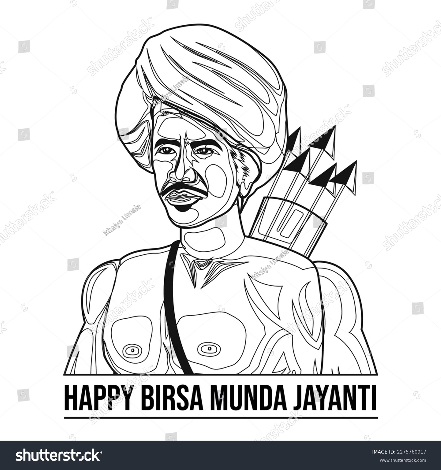 Birsa Munda illustration vector line artwork - Royalty Free Stock ...