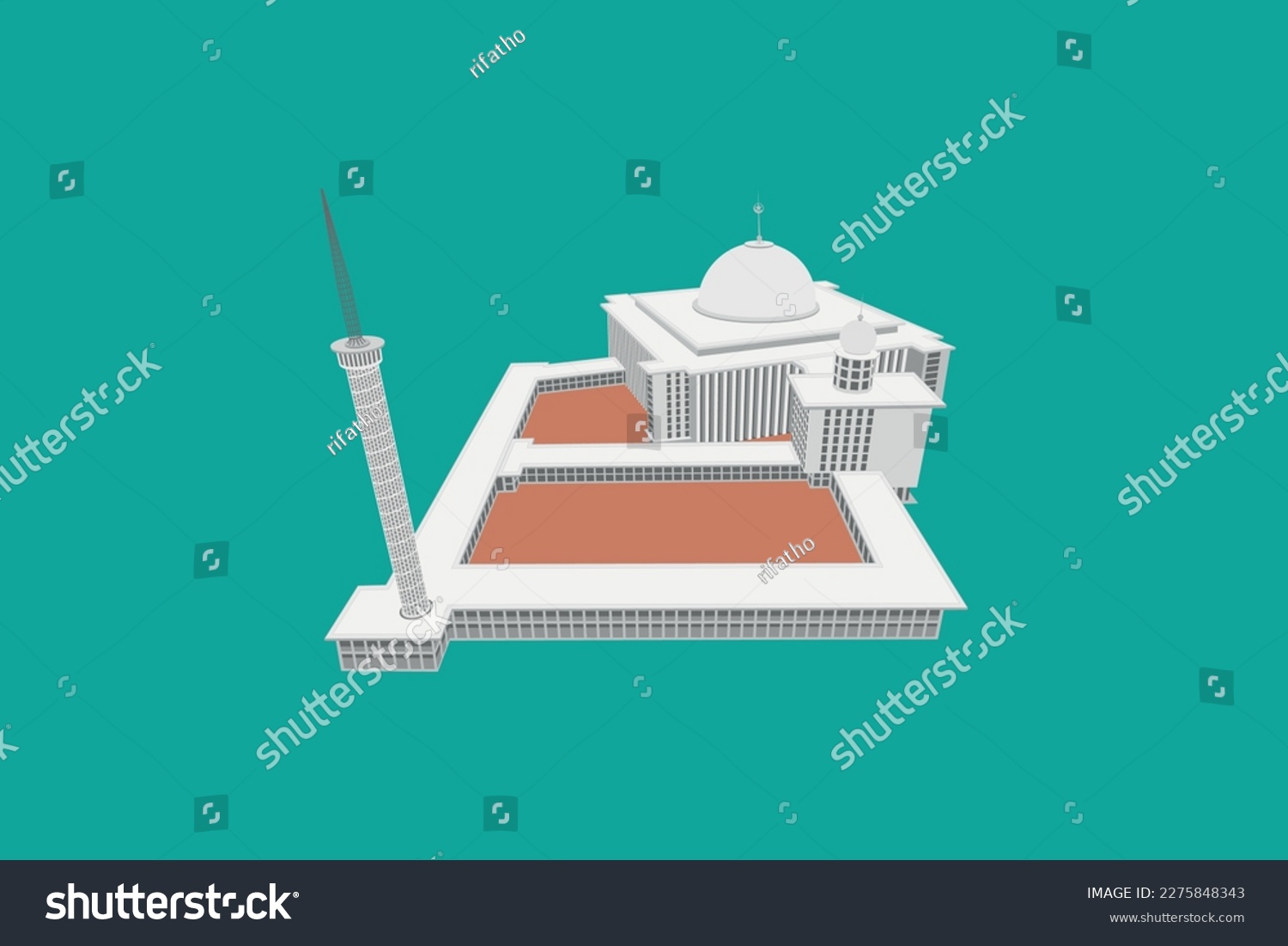 Illustration of Istiqlal Mosque (Masjid Istiqlal - Royalty Free Stock ...