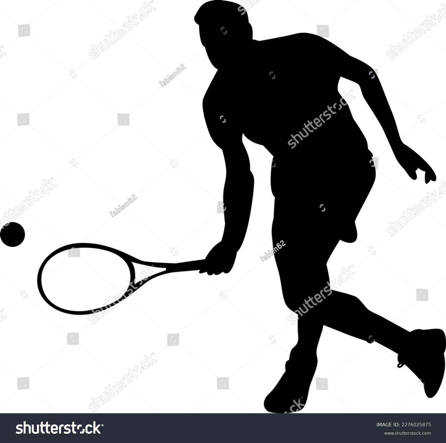 Tennis player black silhouette on white - Royalty Free Stock Vector ...