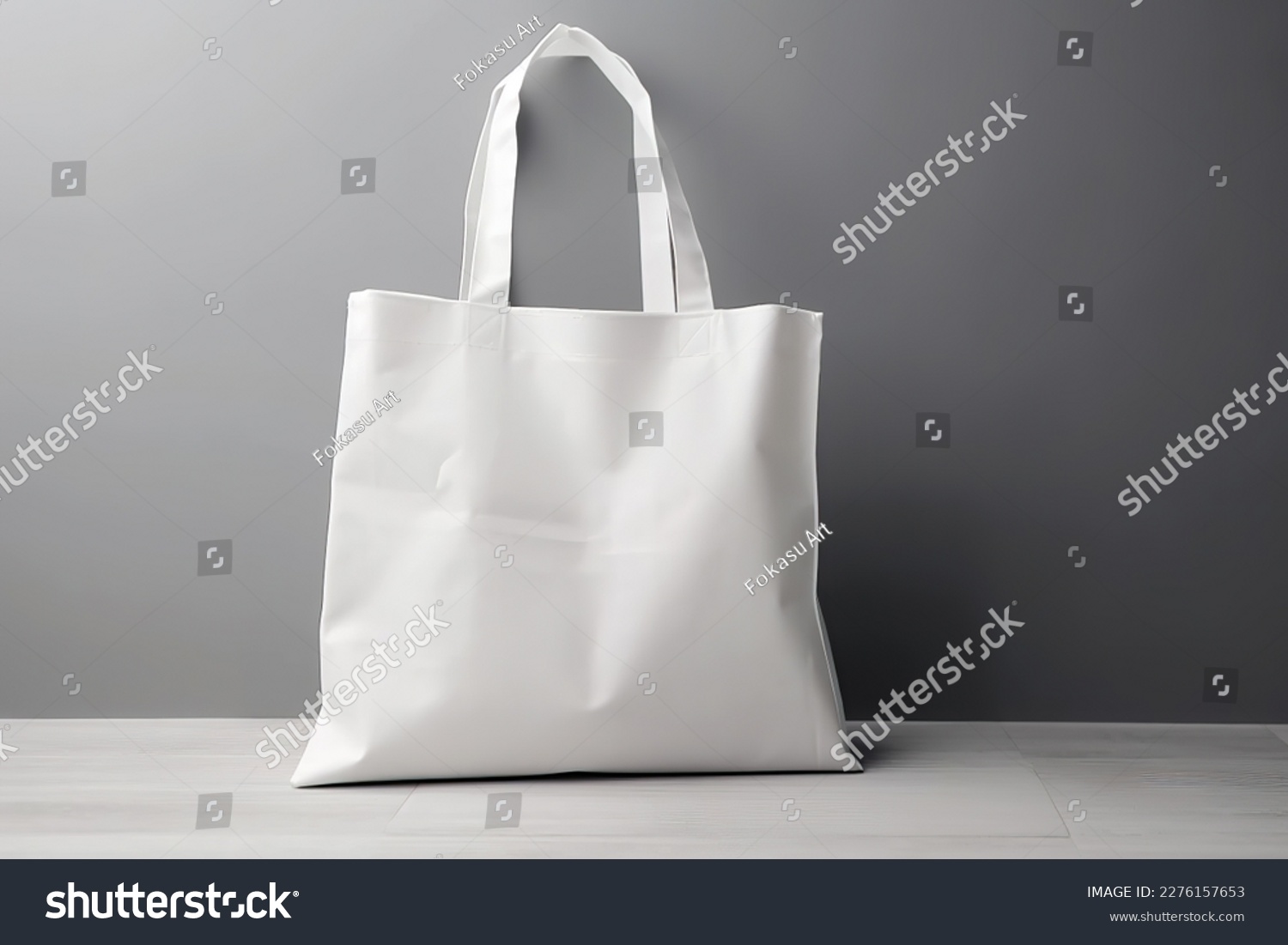 Blank canvas tote bag mockup in white eco friendly design with copy space. Concepts for zero waste movement of shopping bags. #2276157653
