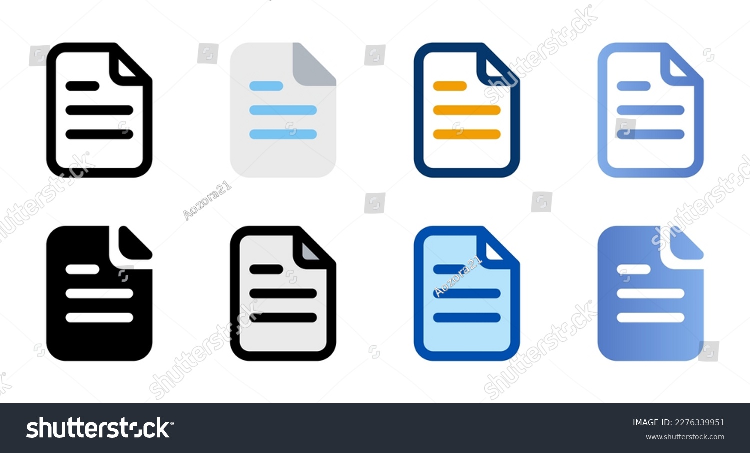 Document icons in different style. Document icons. Different style icons set. Vector illustration #2276339951
