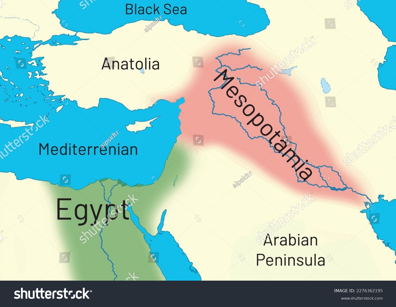 Map Of Egypt And Mesopotamia Royalty Free Stock Vector 2276362195   Avopix 2276362195 