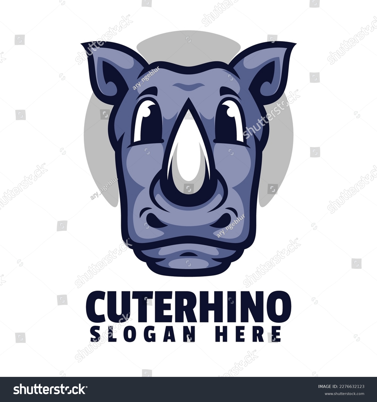 Cute Rhino Mascot Logo Design - Royalty Free Stock Vector 2276632123 ...