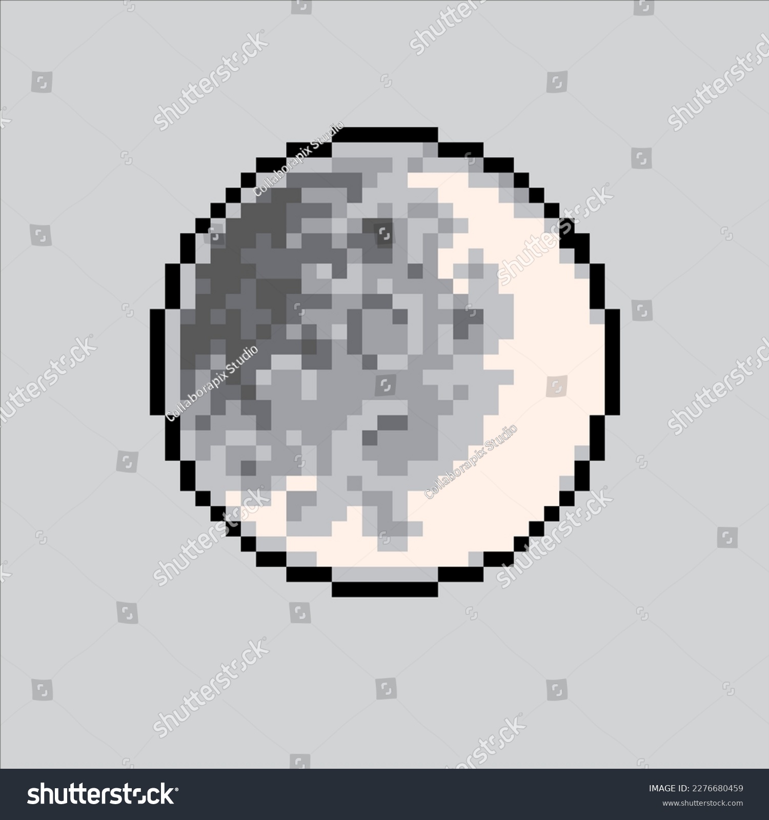 Pixel art illustration moon. Pixelated moon. - Royalty Free Stock ...