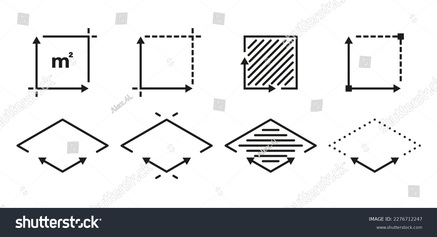 Square meter icons set isolated on white background. Measuring land area symbol. Vector illustration. #2276712247