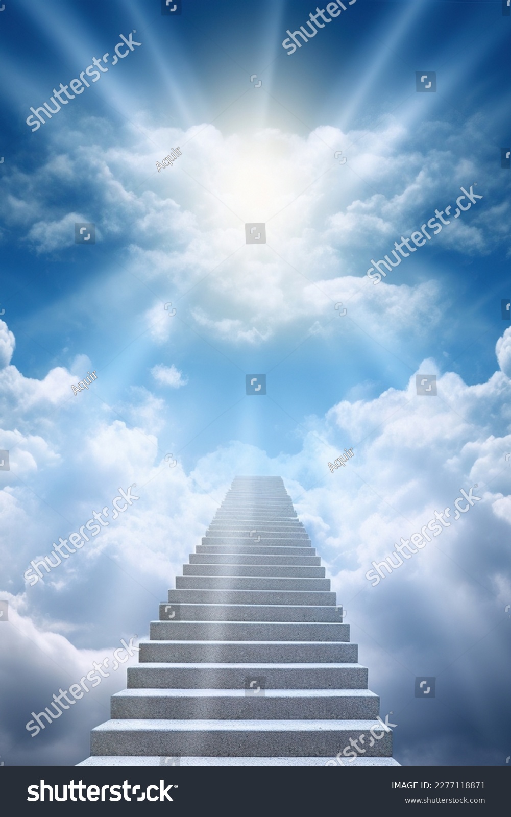Stairway through the clouds to the  heavenly light. Stairway to heaven #2277118871