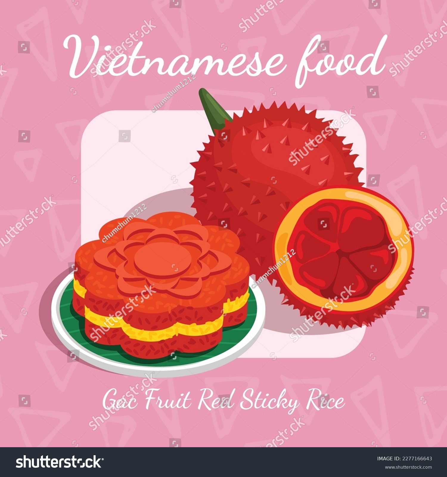 Gac Fruit Red Sticky Rice - Royalty Free Stock Vector 2277166643 ...