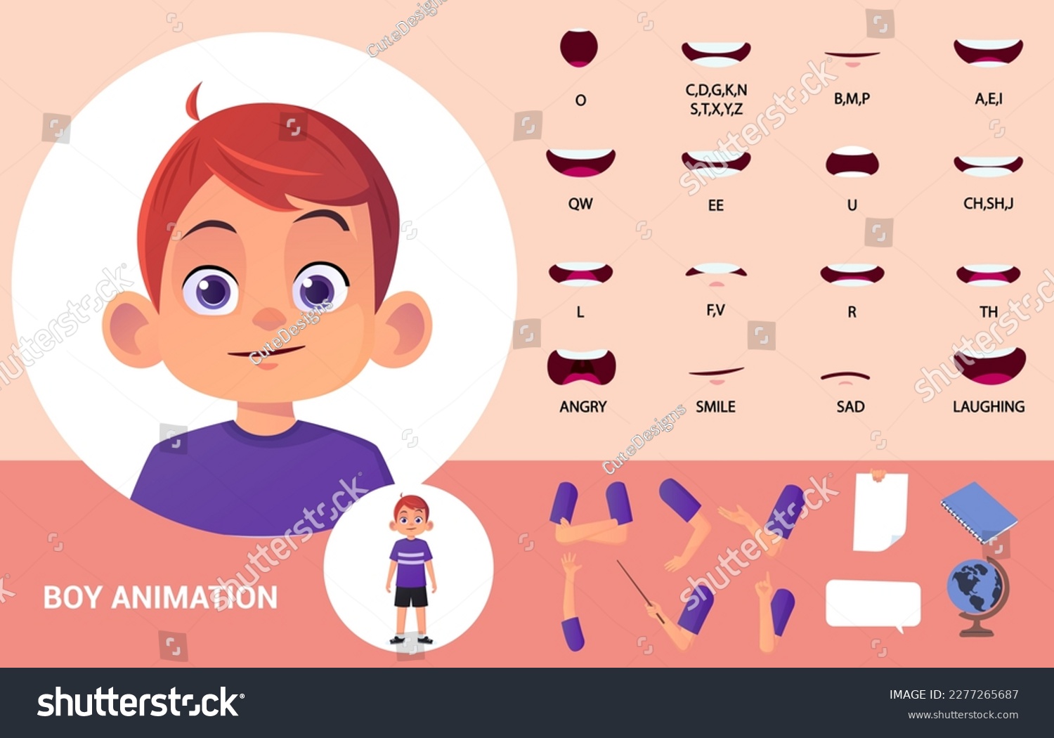 Child Character Mouth Animation with Lip sync - Royalty Free Stock ...