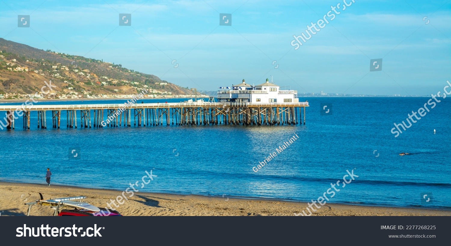 Malibu pier under a blue sky at dusk. California, USA #2277268225
