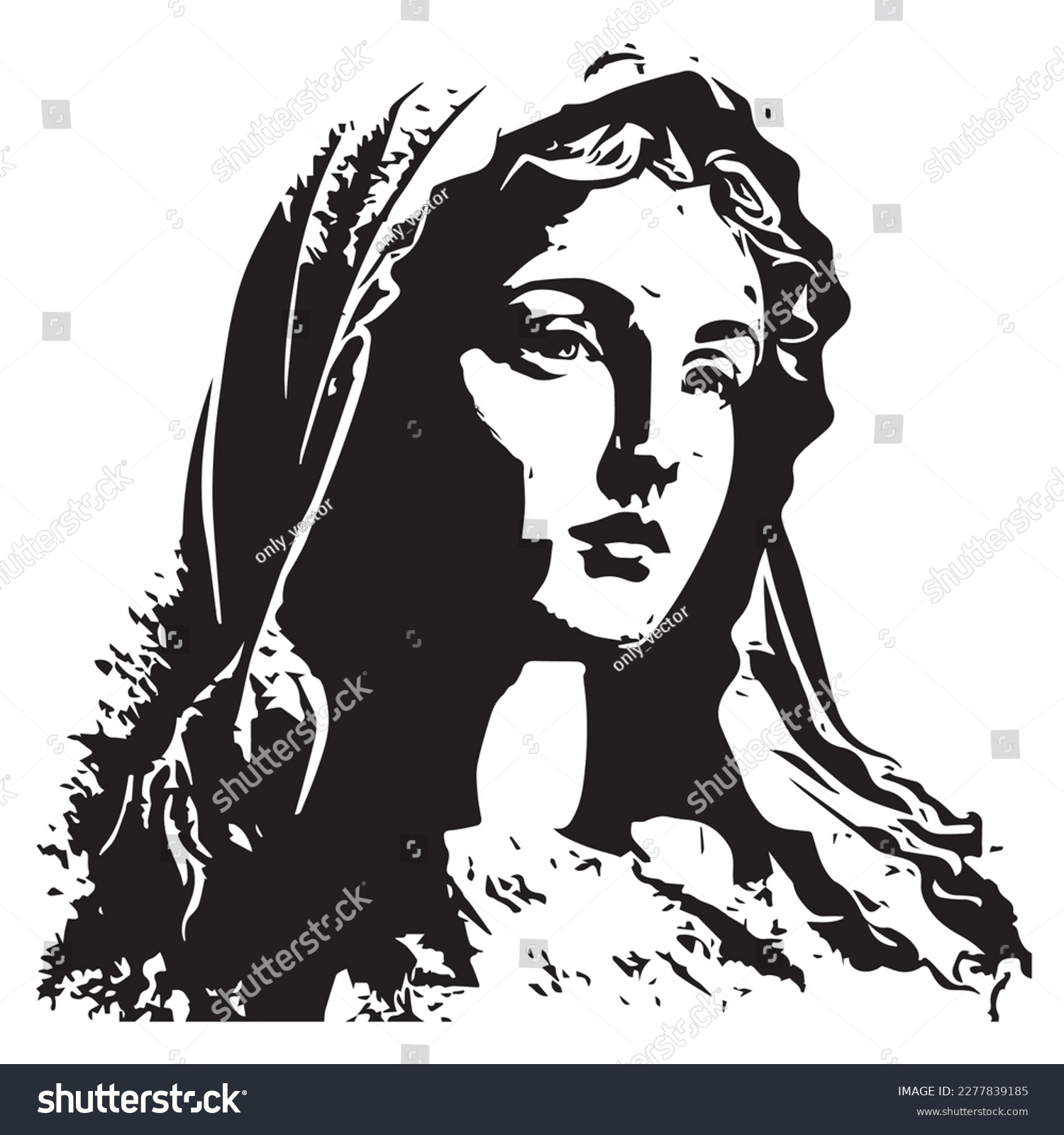 Virgin Mary, Our Lady. Hand drawn vector - Royalty Free Stock Vector ...