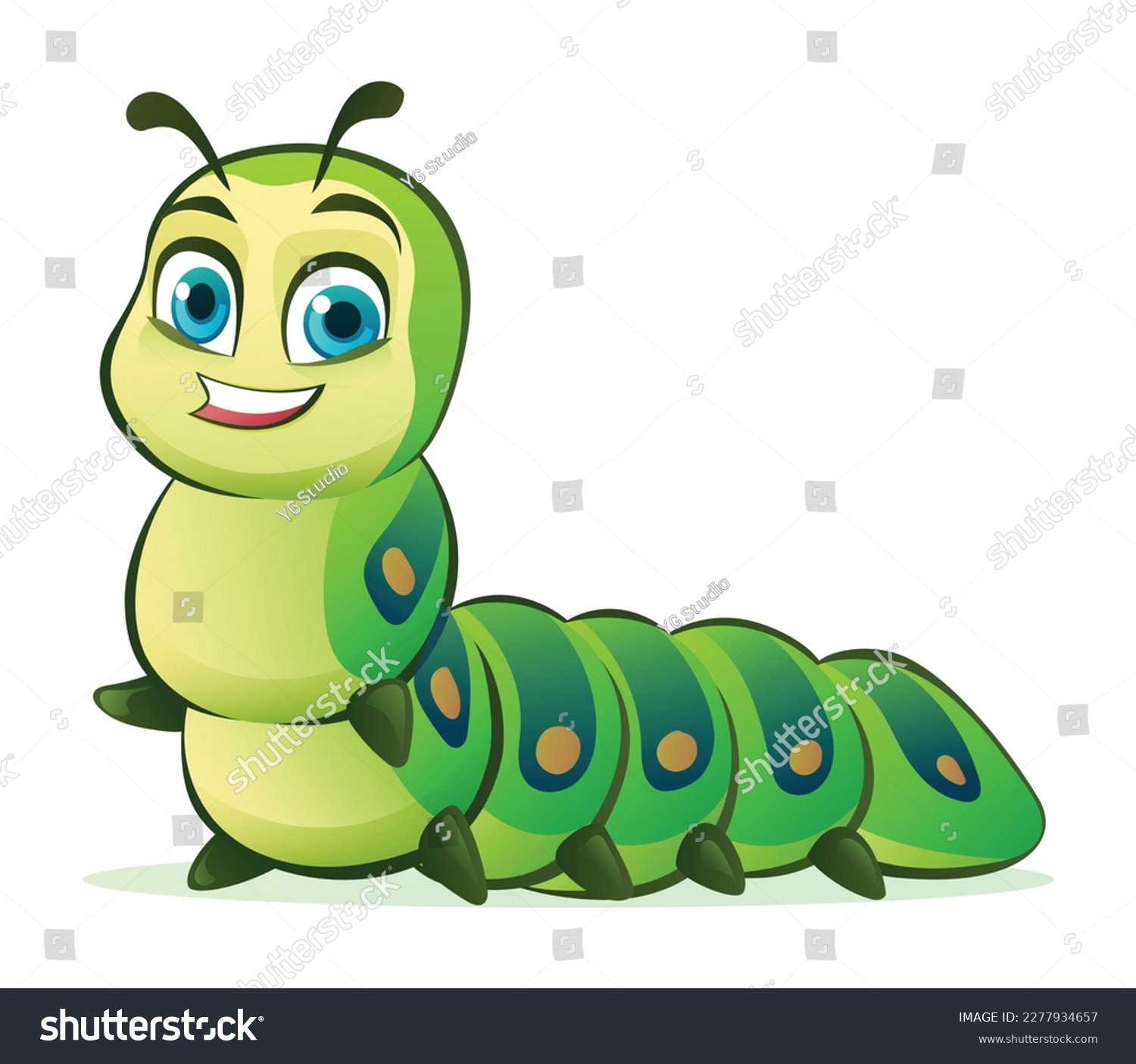 Cute caterpillar cartoon illustration isolated - Royalty Free Stock ...