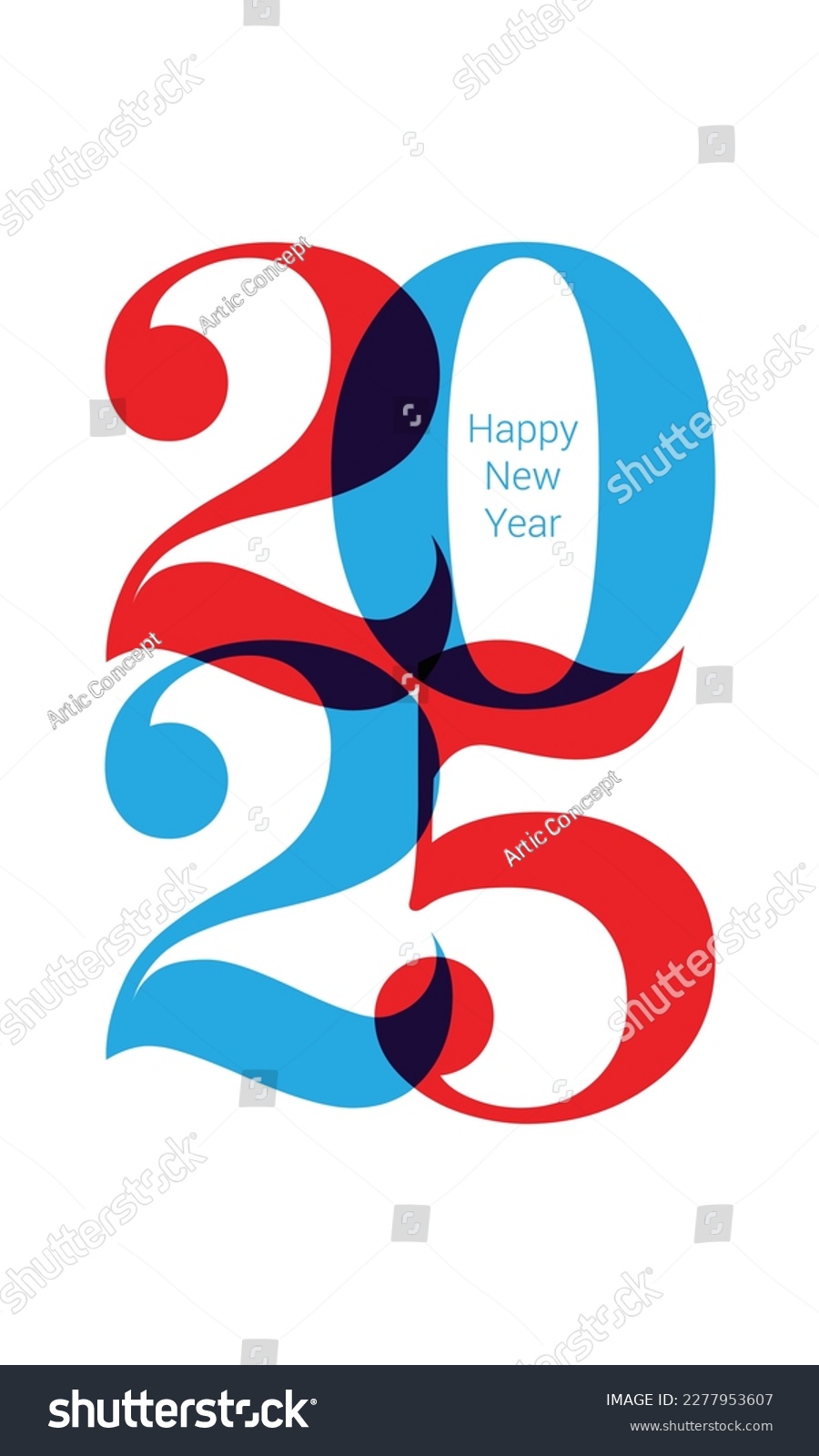 2025, Happy New Year 2025, Design template with Royalty Free Stock Vector 2277953607