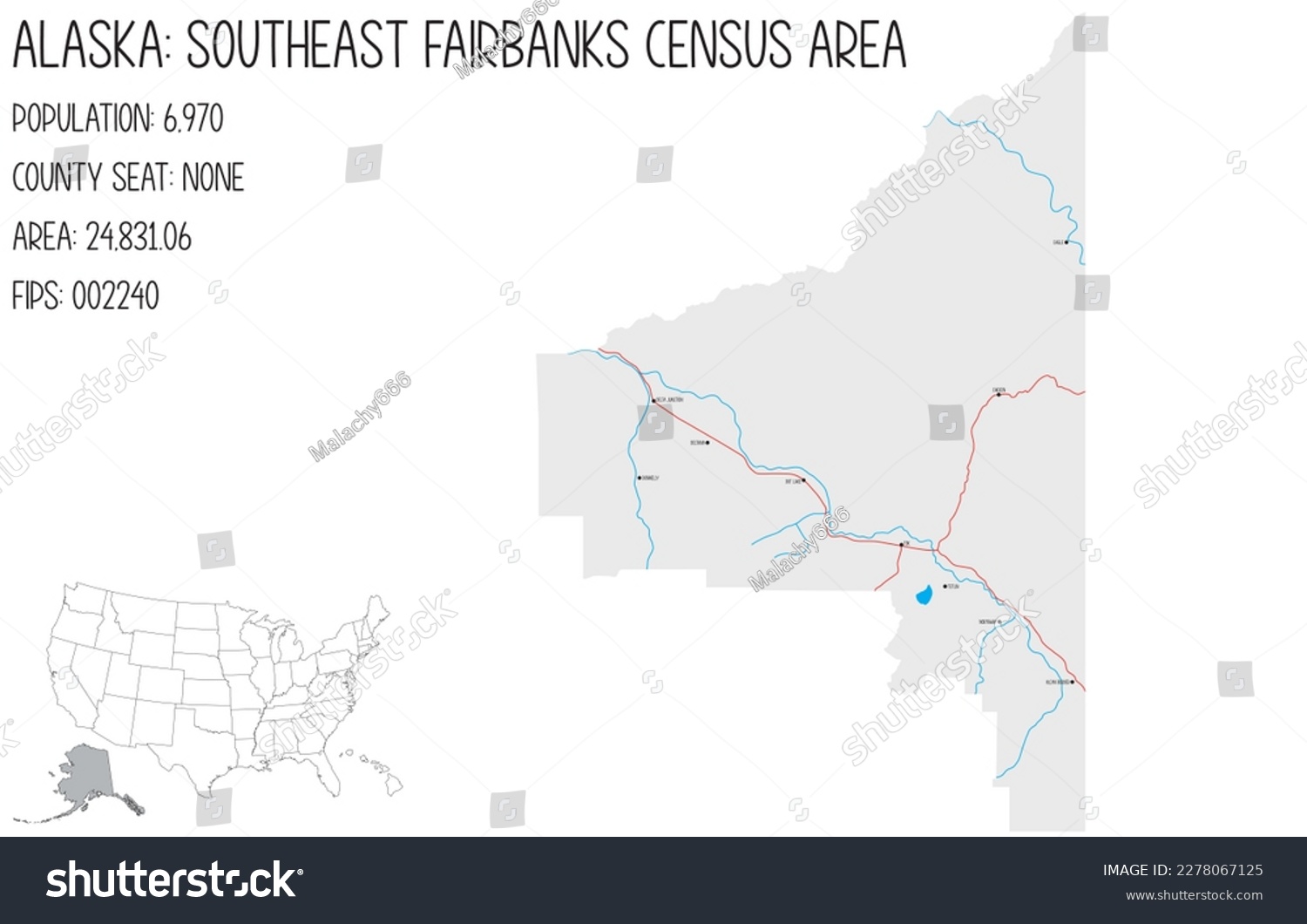 Large And Detailed Map Of Southeast Fairbanks - Royalty Free Stock 