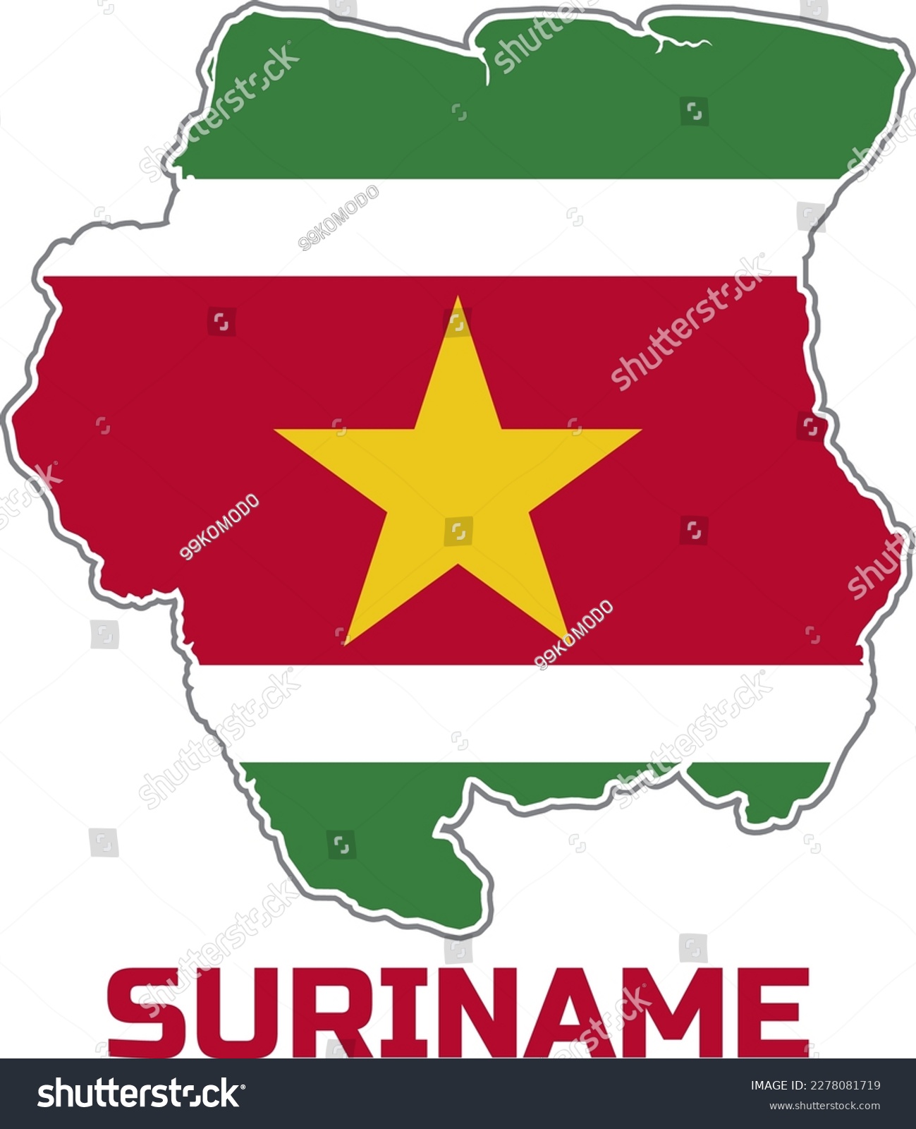 Map of the country of SURINAME in the colors of - Royalty Free Stock ...