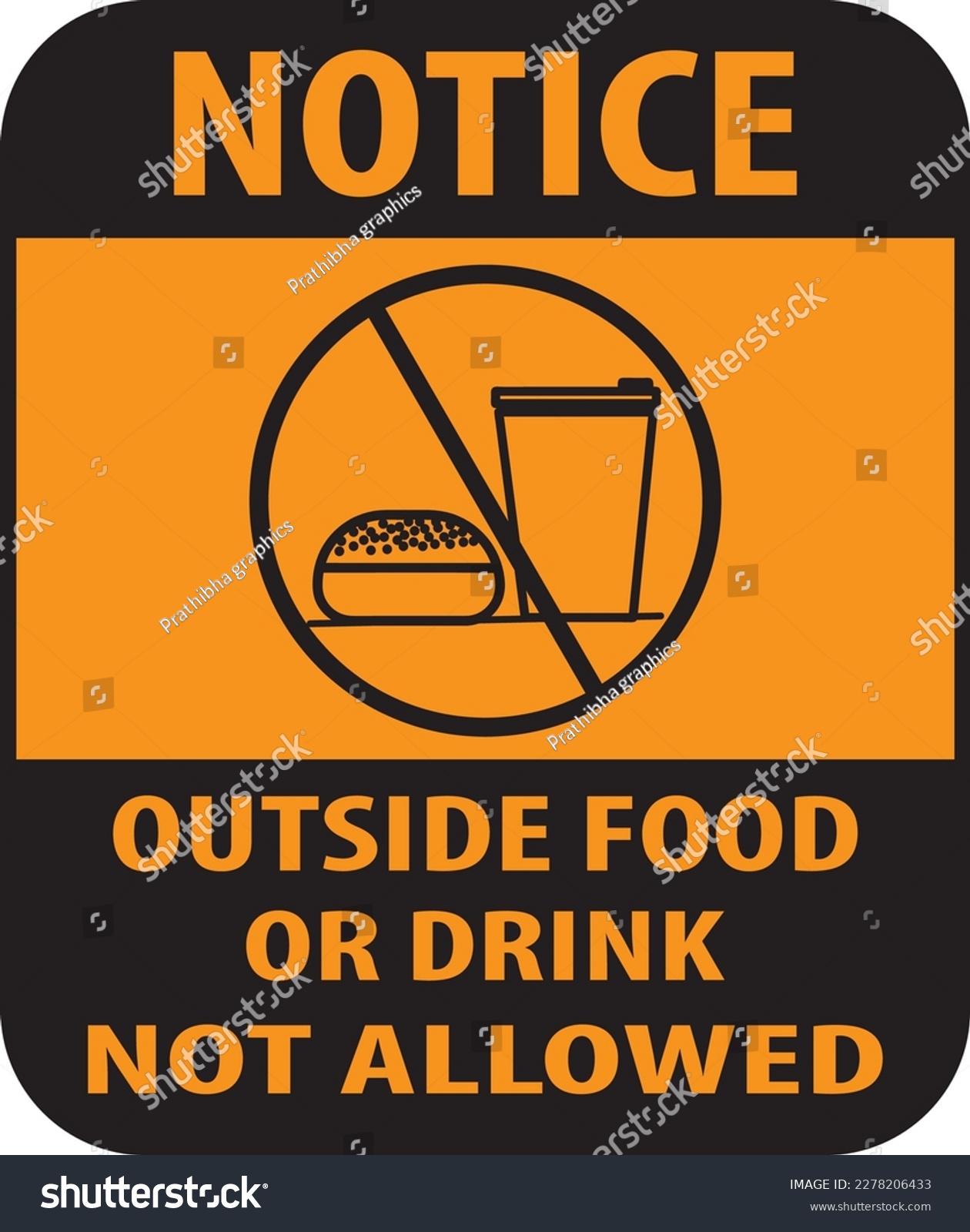 Outside food or drink not allowed sign vector - Royalty Free Stock ...