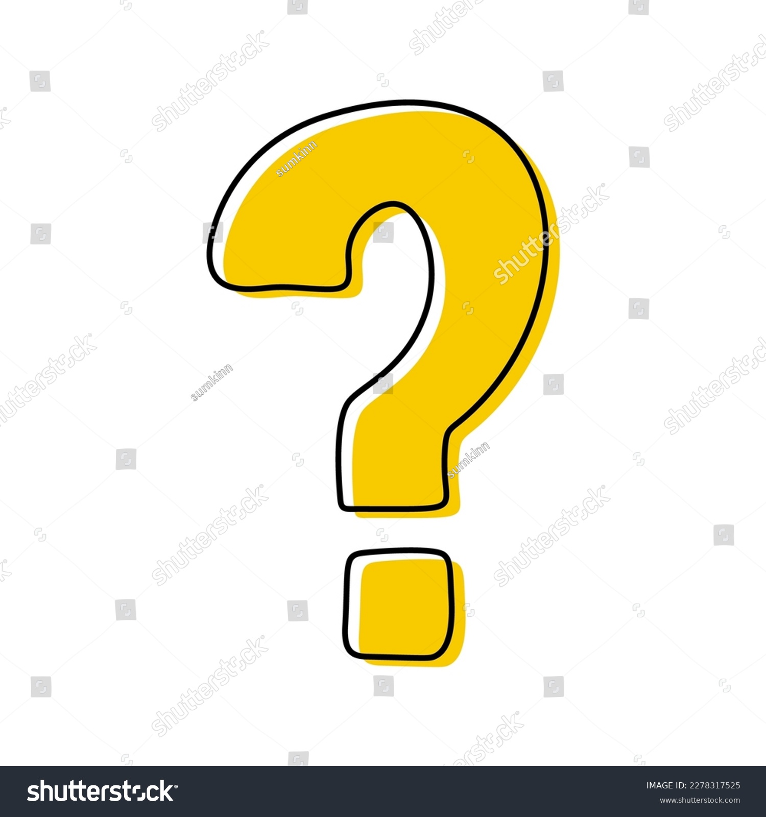 Question mark icon in doodle style. Help symbol. FAQ sign on white background. #2278317525