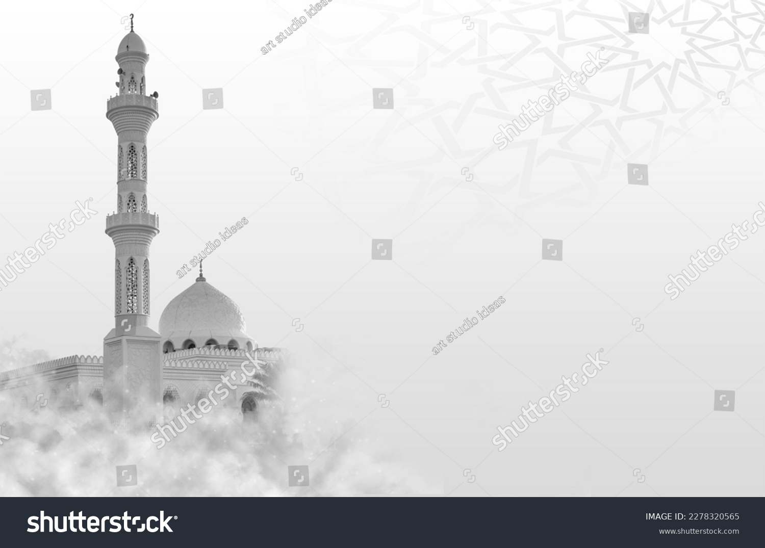 Islamic background for a mosque in gray, a background for Ramadan. Social media posts .Muslim Holy Month Ramadan Kareem .Ramadan Mubarak beautiful greeting card #2278320565