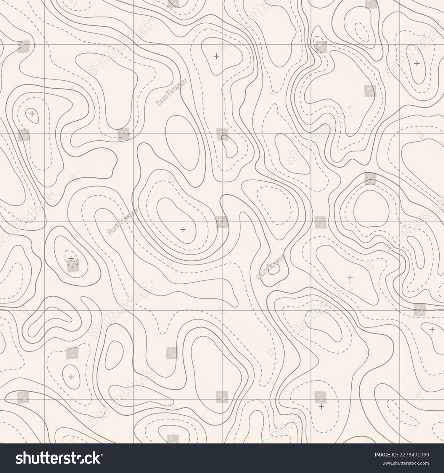 Topographic map seamless pattern background, with wavy lines. Topography map contour with abstract shapes and geographic grid vector illustration #2278491039