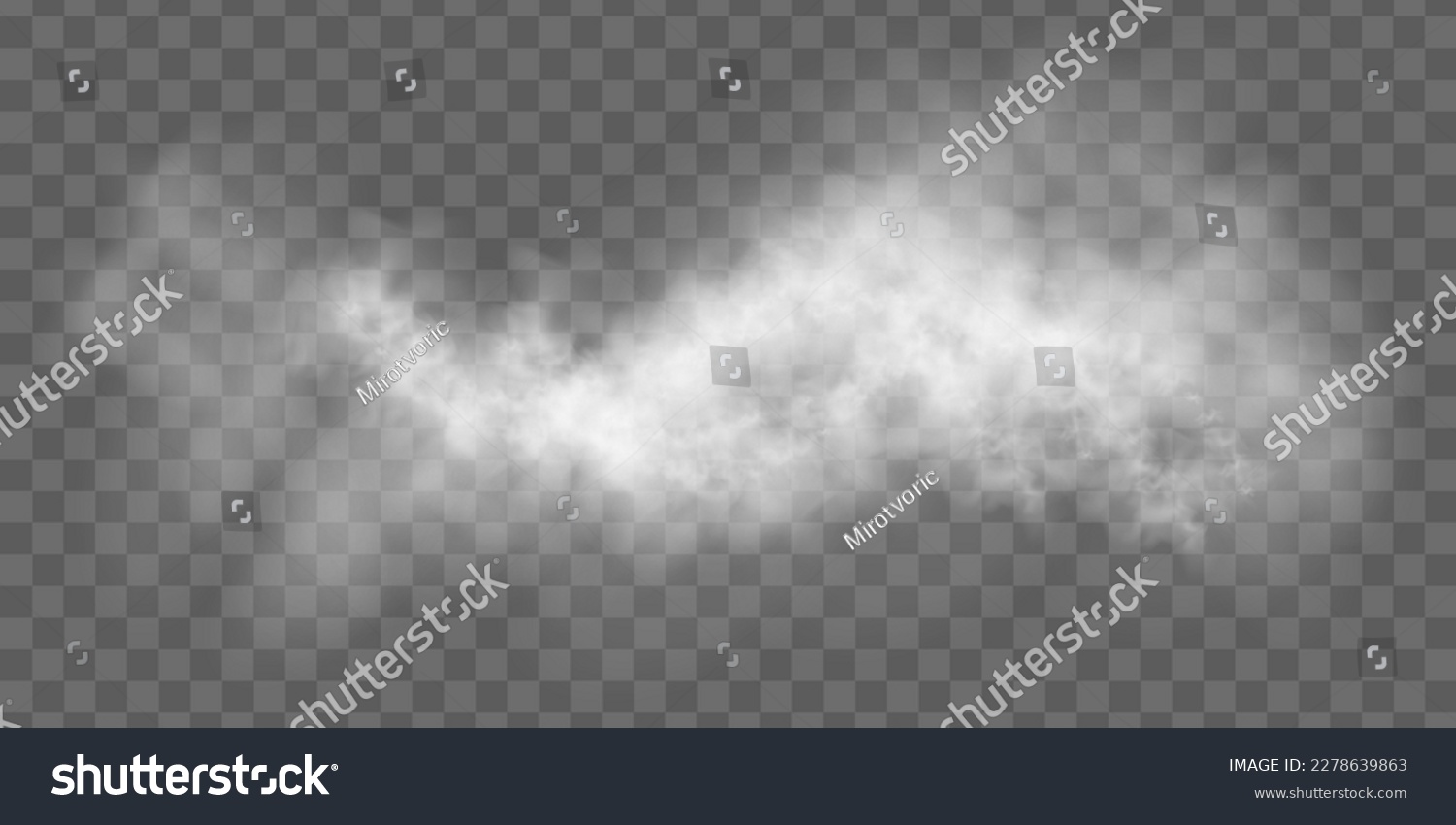 Special effect of steam, smoke, fog, clouds. Abstract gas on transparent background, vapor machine steam or explosion dust, dry ice effect, condensation, fume. Vector illustration.	 #2278639863