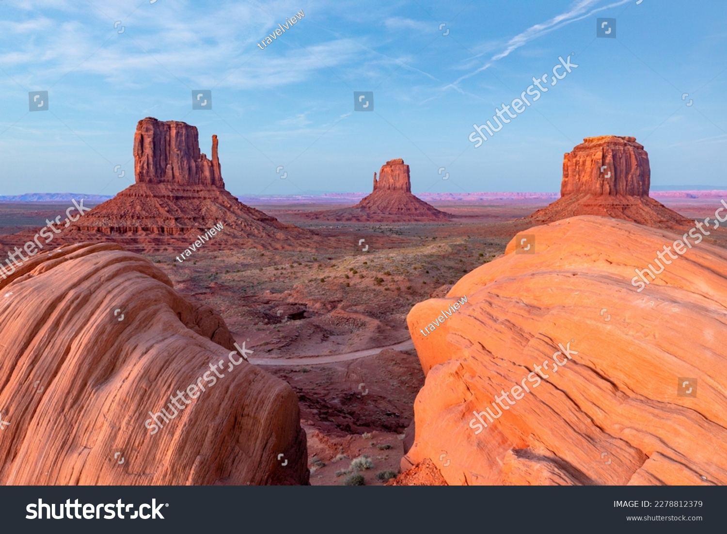 scenic view to the butte in monument valley seen from visitor center, USA #2278812379