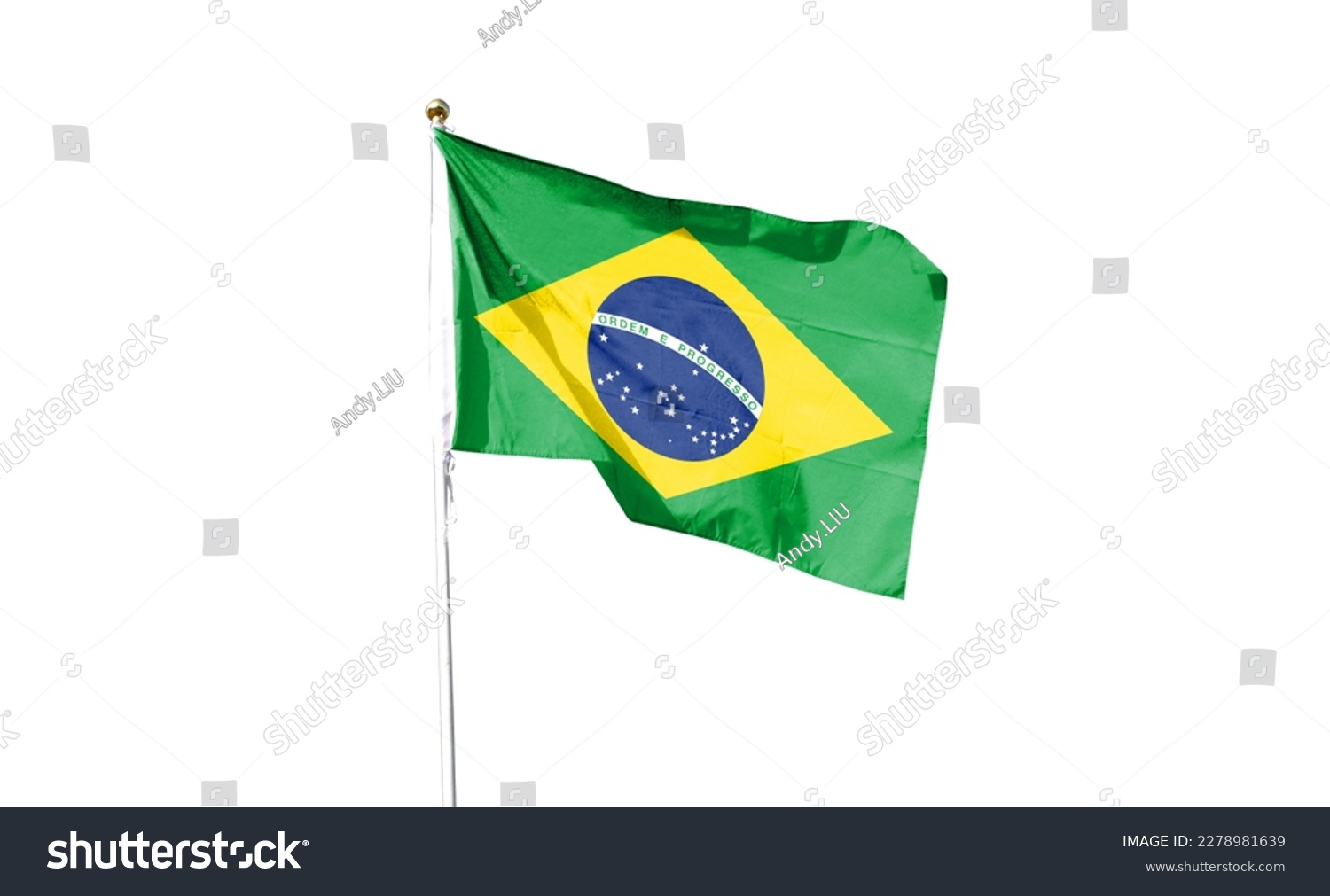 Brazilian flag in the cloudy sky. waving in the sky #2278981639